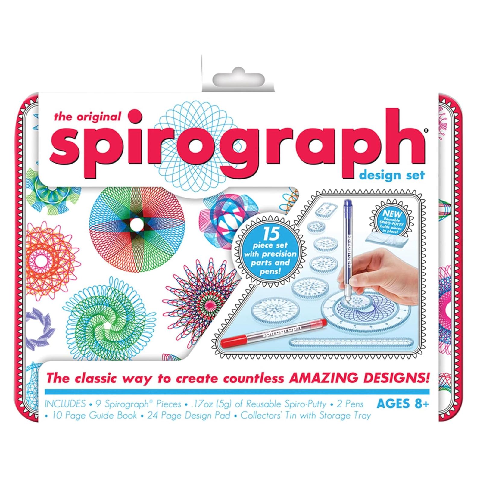 Juego de Diseño Spirograph Original en Lata - 9 Formas y 2 Bolígrafos