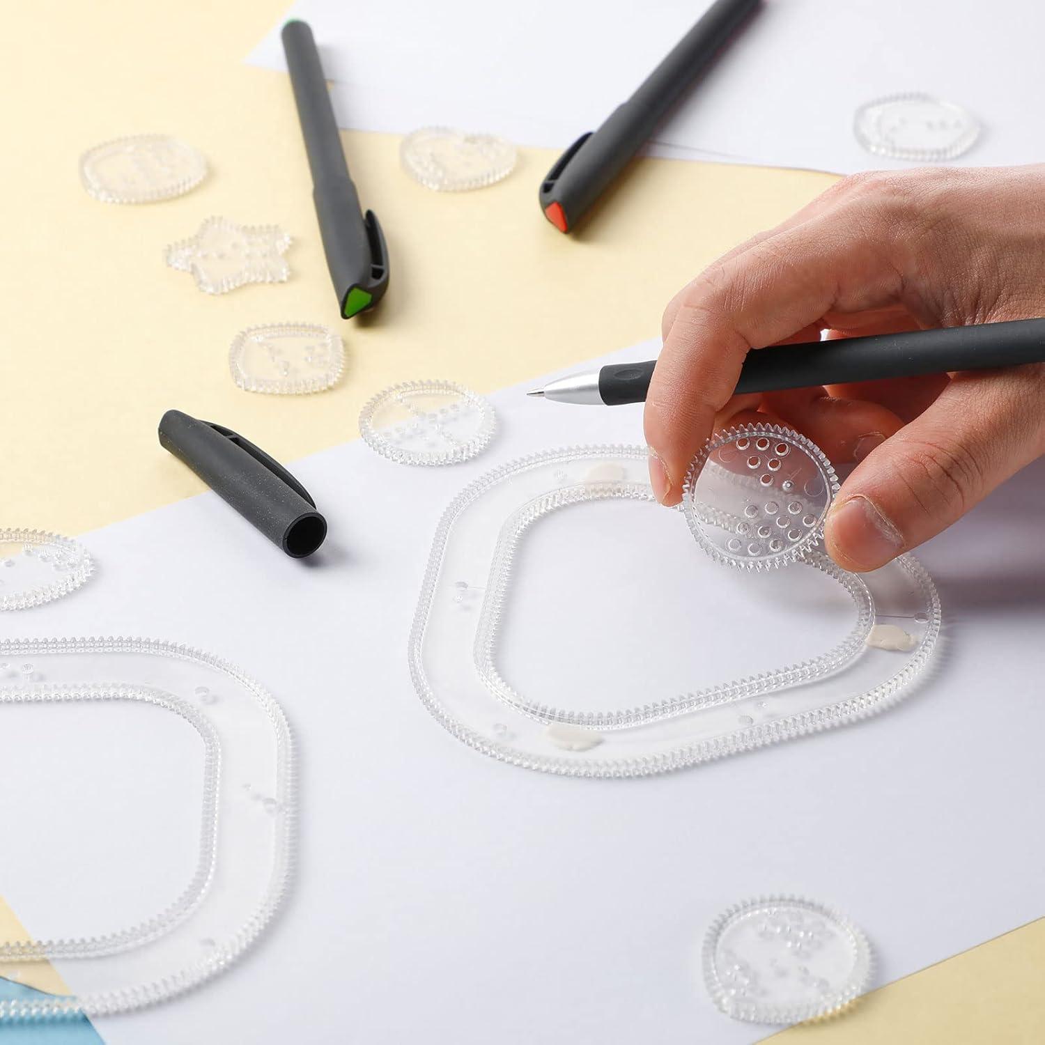 Kit de Dibujo Geométrico Henoyso 18 Pcs Plantillas y Bolígrafos