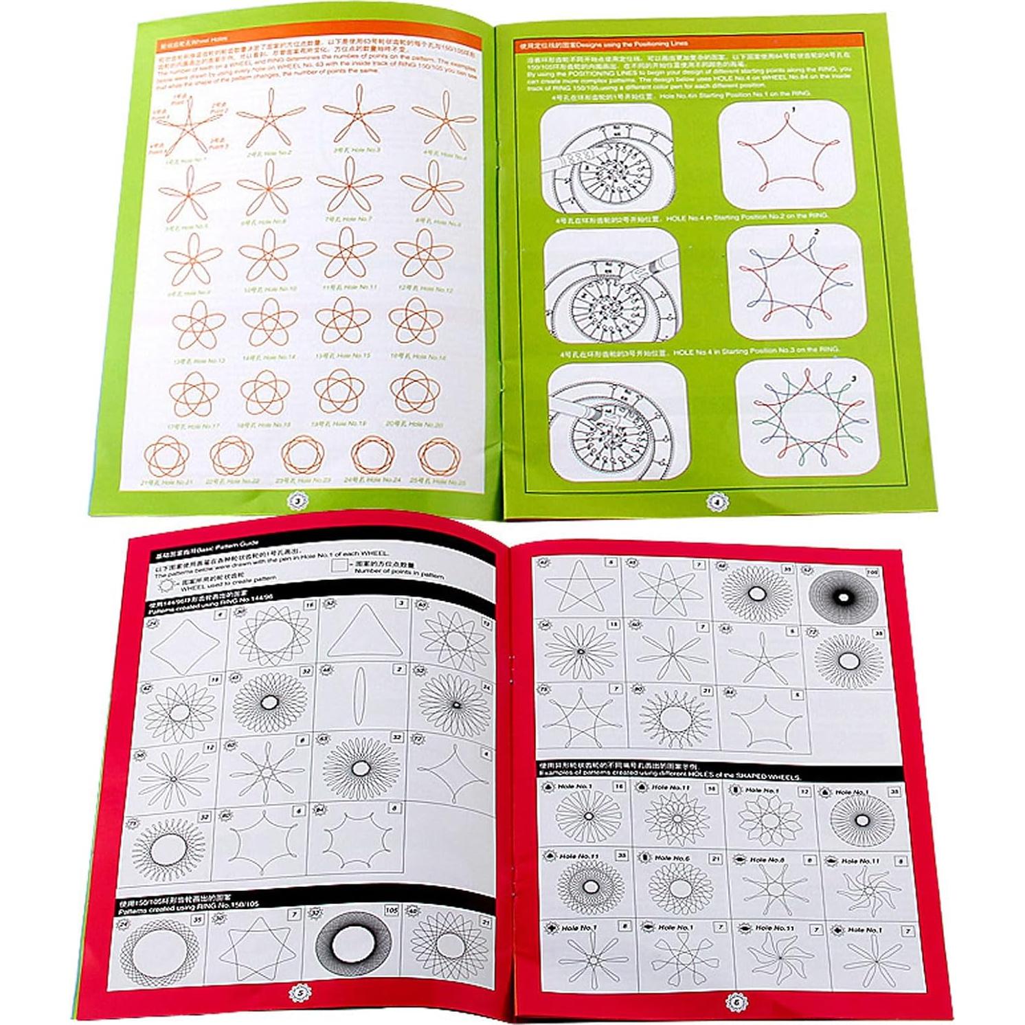 Spiral Art Gear Geometric Ruler for Drawing Plastic Spiral Circle Template Ruler Drawing Toy+12 Color Scoring Pen Set