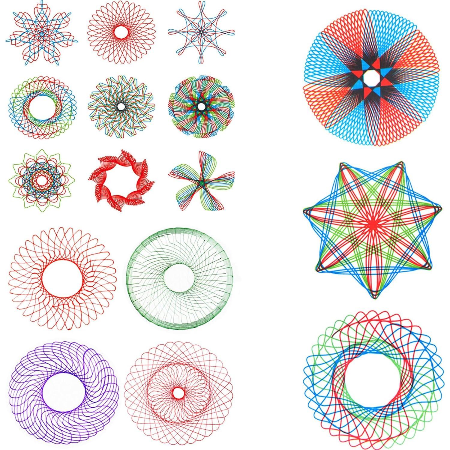 Spiral Art Gear Geometric Ruler for Drawing Plastic Spiral Circle Template Ruler Drawing Toy+12 Color Scoring Pen Set