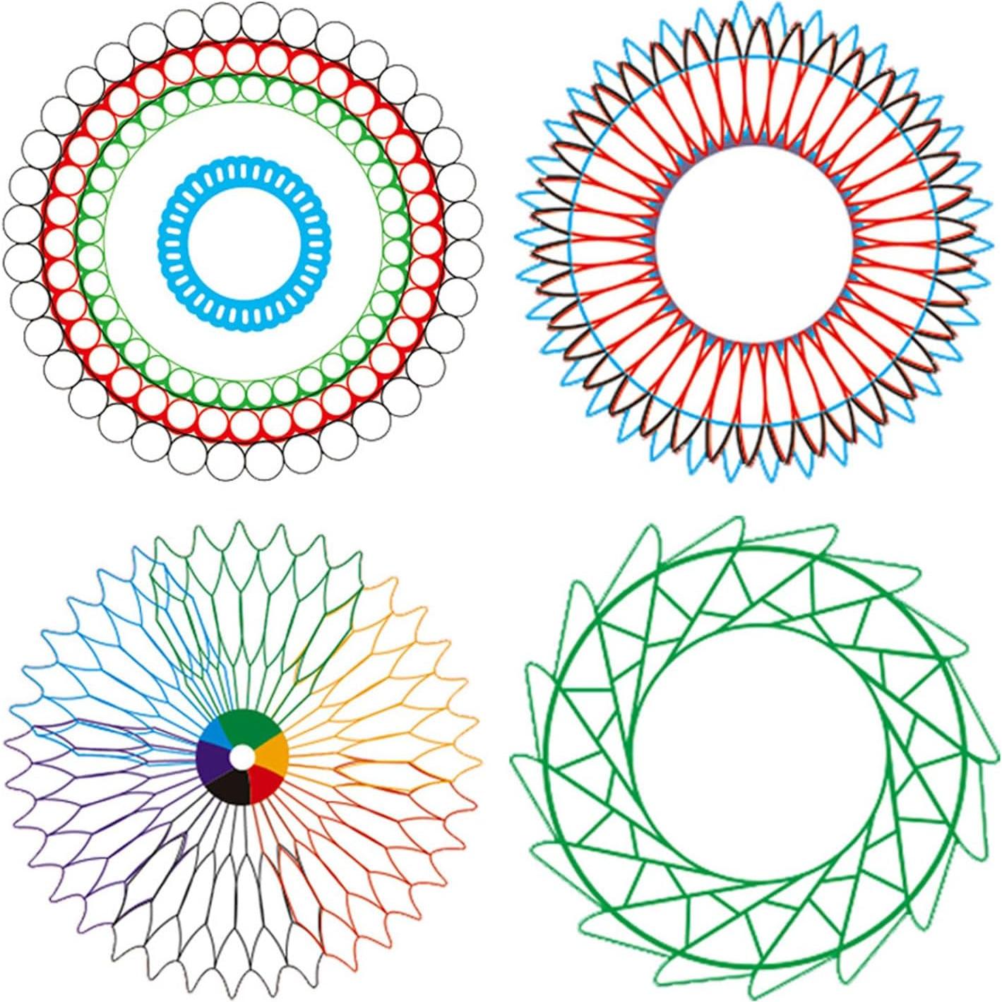 Spiral Art Gear Geometric Ruler for Drawing Plastic Spiral Circle Template Ruler Drawing Toy+12 Color Scoring Pen Set