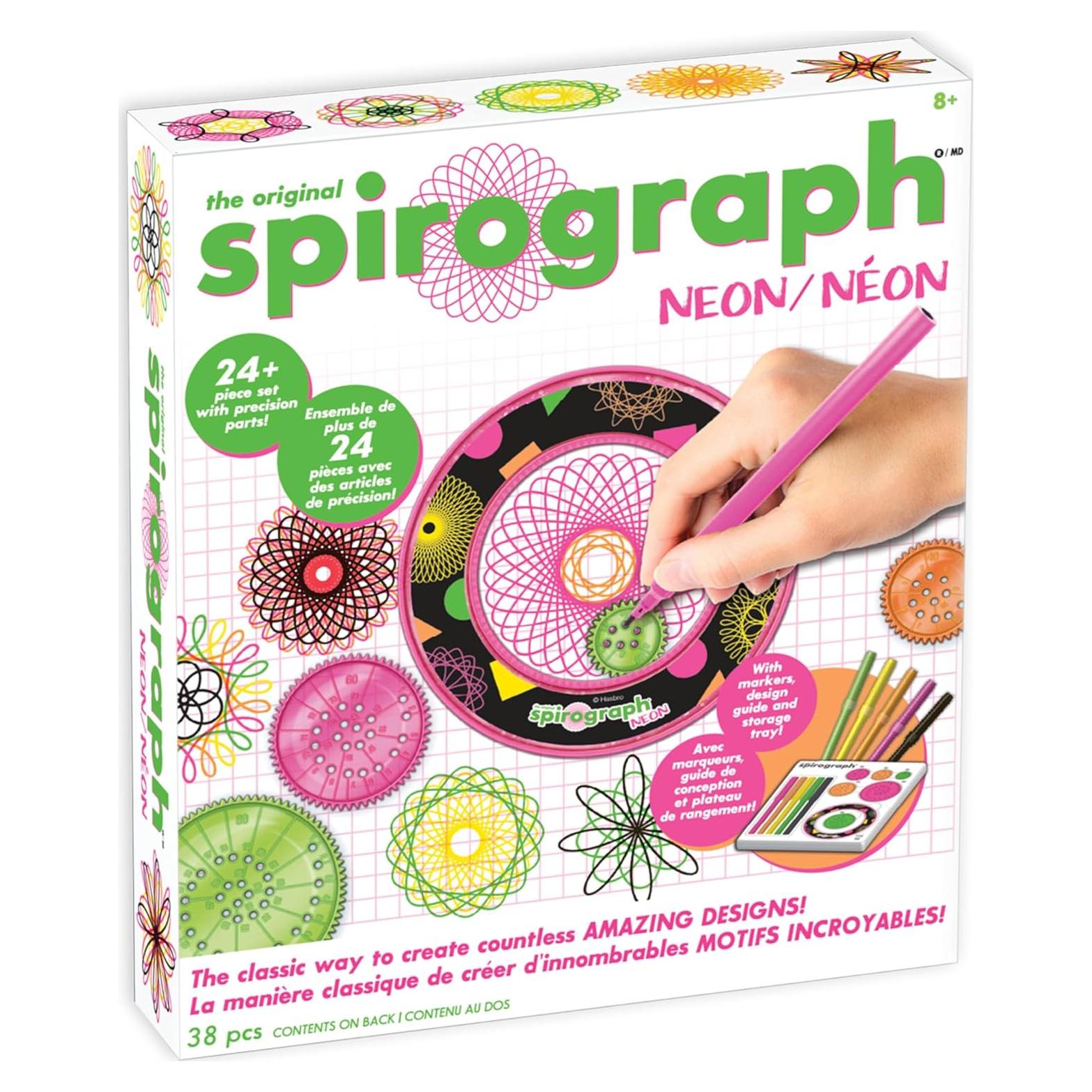 Spirograph Neon Drawing Set – Drawing Kit, Arts and Crafts, Kids Toys, Art Supplies, Spiral Art, Kids Drawing Kit, Neon Markers, Design Sheet Included, Screen-Free Kids Activities, Ages 8+