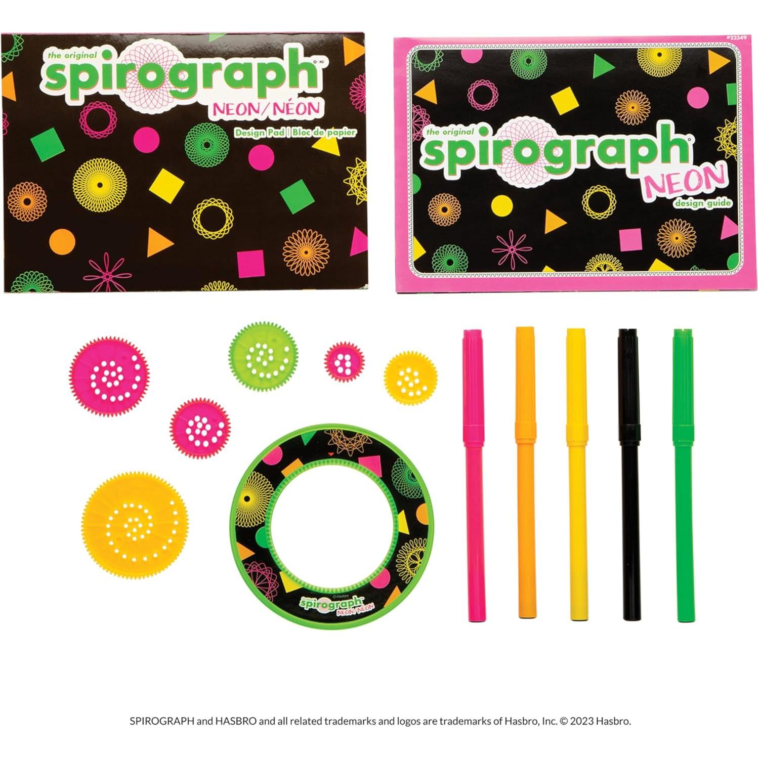 Spirograph Neon Drawing Set – Drawing Kit, Arts and Crafts, Kids Toys, Art Supplies, Spiral Art, Kids Drawing Kit, Neon Markers, Design Sheet Included, Screen-Free Kids Activities, Ages 8+