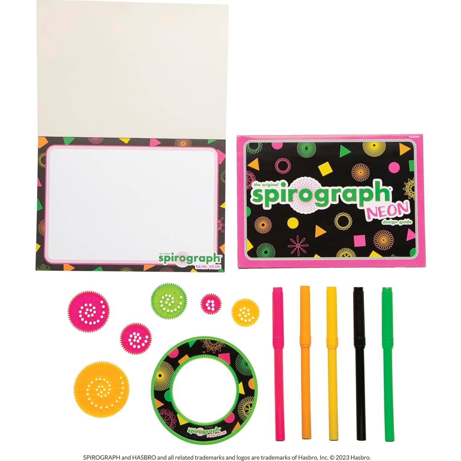 Spirograph Neon Drawing Set – Drawing Kit, Arts and Crafts, Kids Toys, Art Supplies, Spiral Art, Kids Drawing Kit, Neon Markers, Design Sheet Included, Screen-Free Kids Activities, Ages 8+