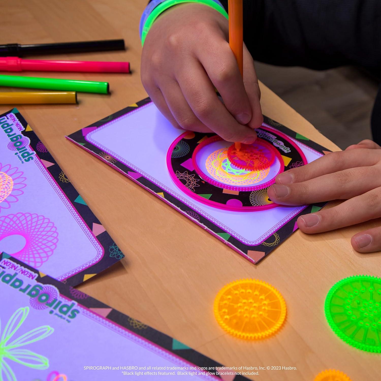 Spirograph Neon Drawing Set – Drawing Kit, Arts and Crafts, Kids Toys, Art Supplies, Spiral Art, Kids Drawing Kit, Neon Markers, Design Sheet Included, Screen-Free Kids Activities, Ages 8+