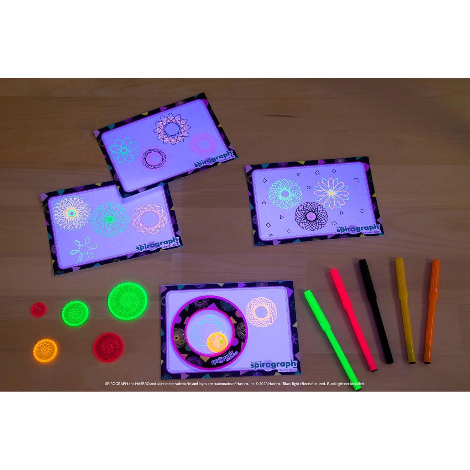 Spirograph Neon Drawing Set – Drawing Kit, Arts and Crafts, Kids Toys, Art Supplies, Spiral Art, Kids Drawing Kit, Neon Markers, Design Sheet Included, Screen-Free Kids Activities, Ages 8+