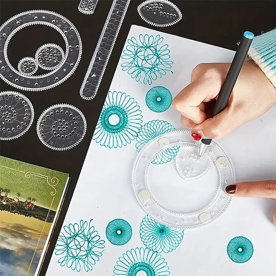 CostVio Deluxe Set - Arts and Crafts, Kids Toys, Art Supplies, Craft Supplies, Drawing Kit, Spiral Art, Classic Gear Design, Build-in Case, Pens, Design Sheet, Ages 8+