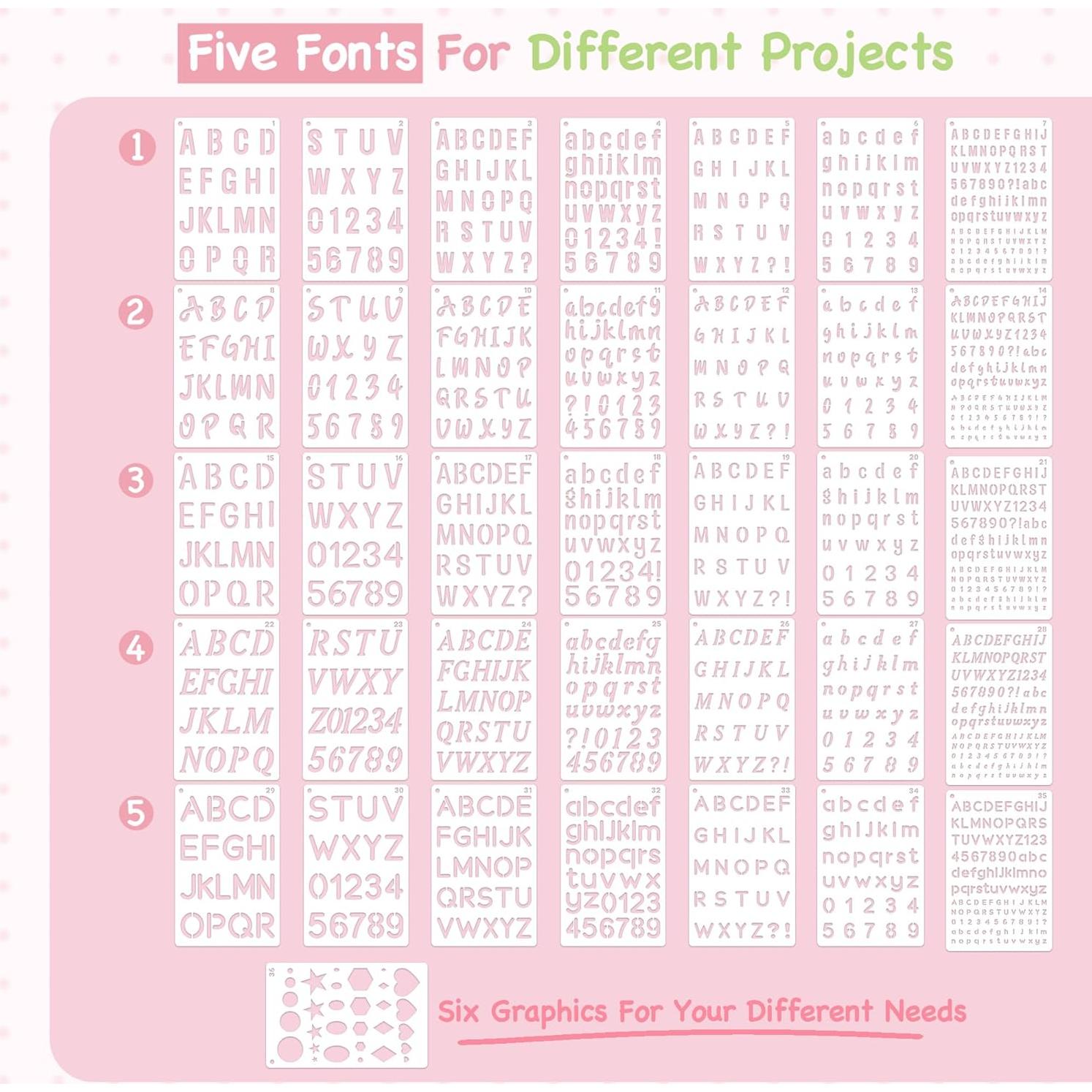 Plantillas Reutilizables Midenco para Pintar - 36 Pcs, 5 Tamaños
