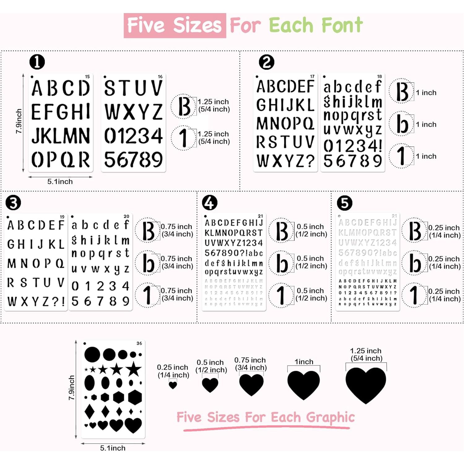 Plantillas Reutilizables Midenco para Pintar - 36 Pcs, 5 Tamaños