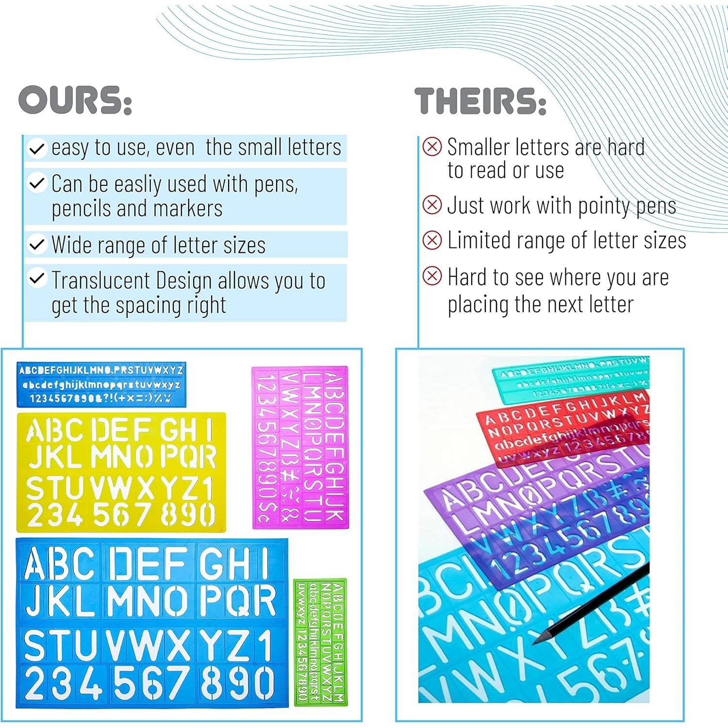 Plantillas de Letras y Números Sr. Pen - 5 Piezas Duraderas