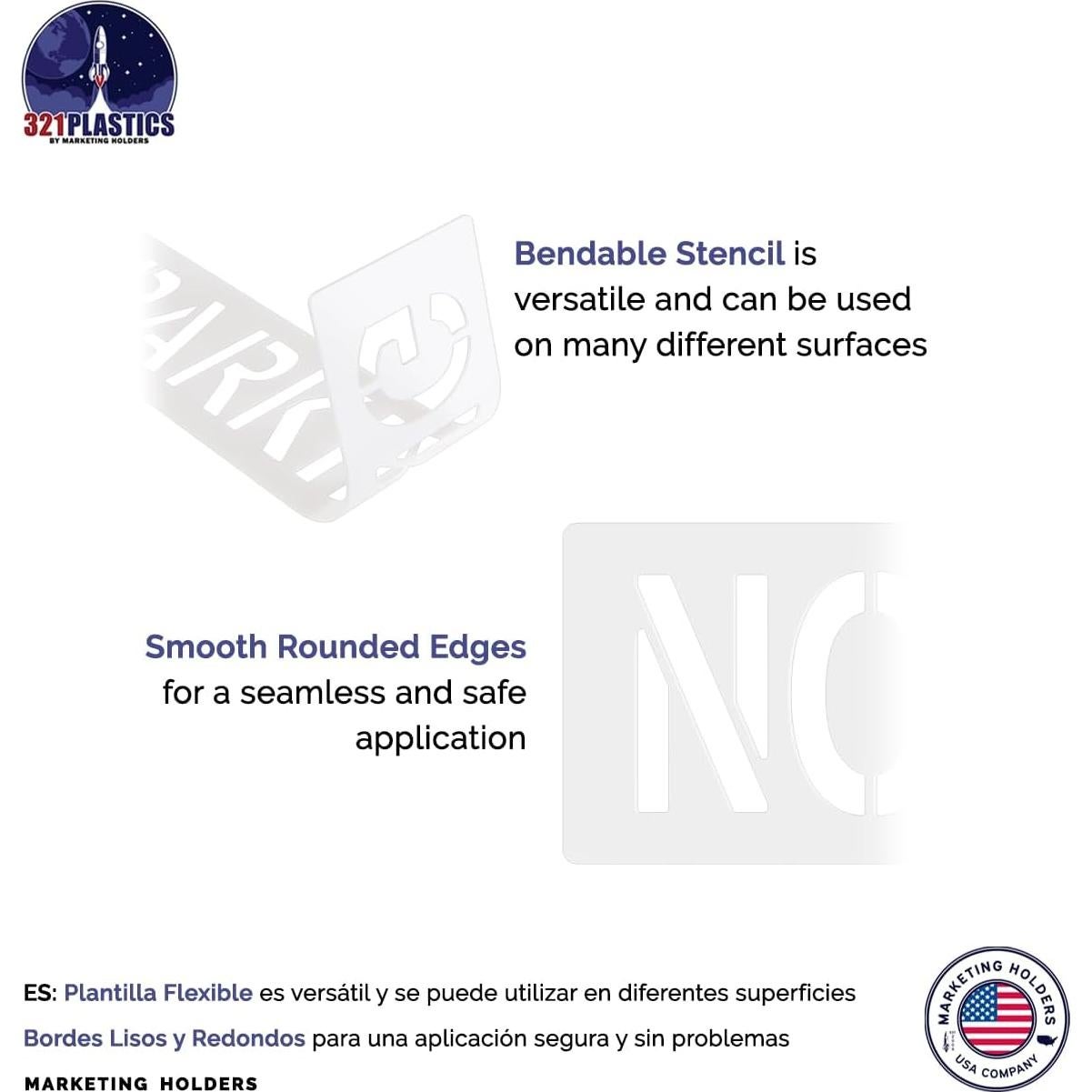 No Parking Stencil with 12" Letters for Painting Blacktops and Curbs Establish Tow Away Zones for Customers and Residents Bendable One Piece 1/16" Thick Plastic by Marketing Holders