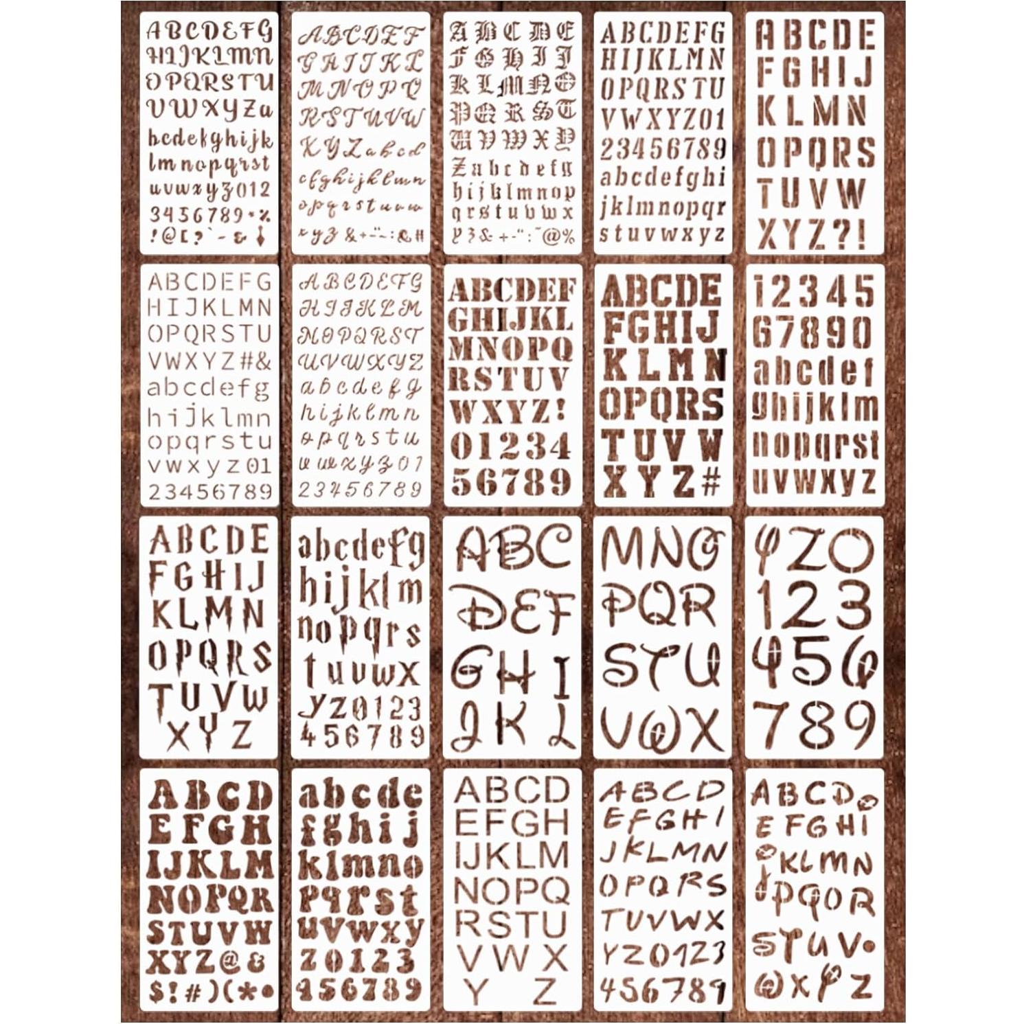 20 Plantillas de Letras Reutilizables Boqon para Pintar