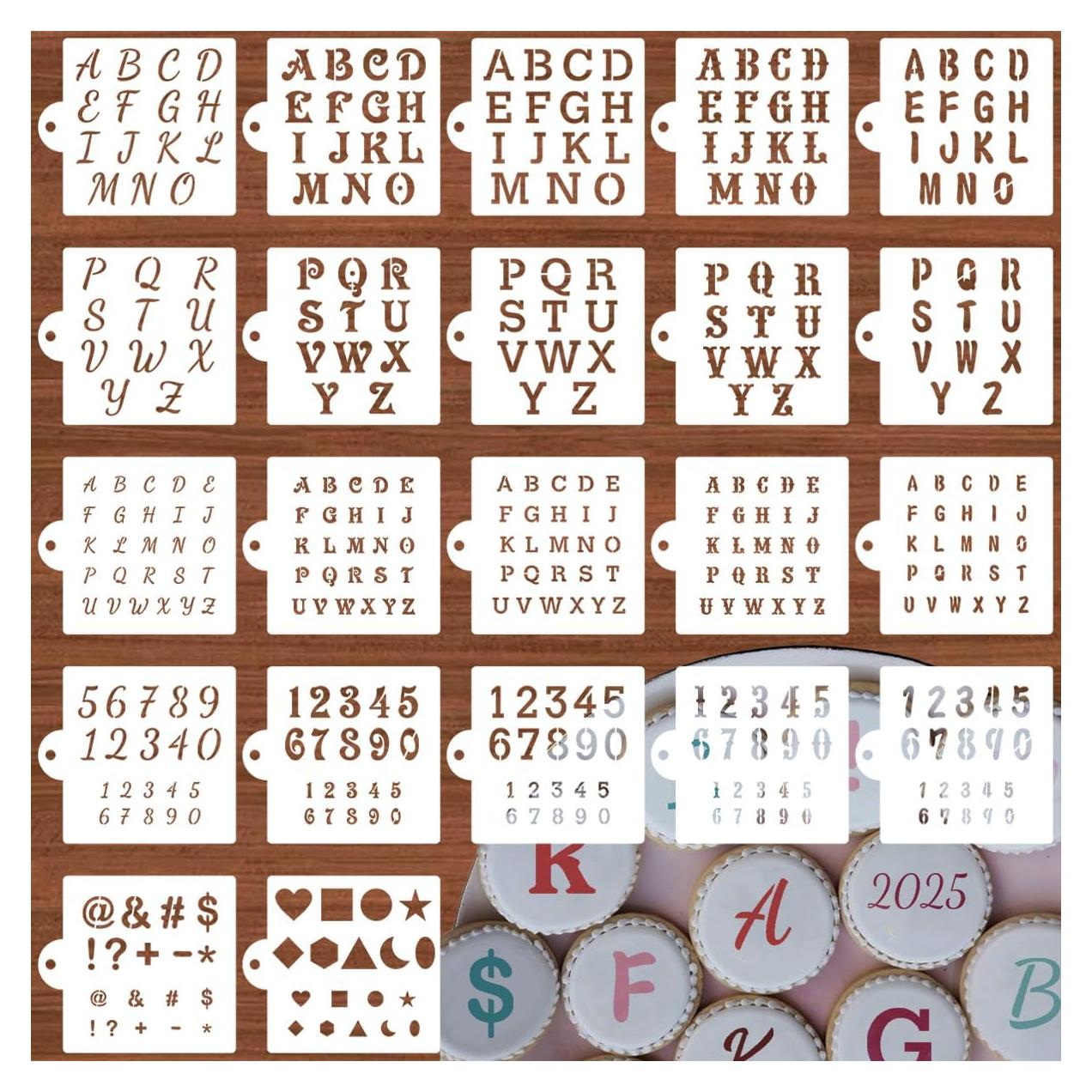 Plantillas de Letras y Números XANGEY - 22 Piezas 16x14 cm