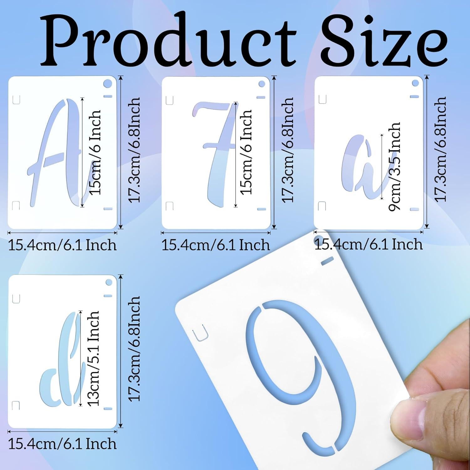 Letter Stencils 6 Inch Interlocking Stencil Kit Reusable Boutique Calligraphy Stencil Includes Upper and Lowercase Letters Numbers Symbol for Painting on Wood,Wall,Fabric,Glass,Paper