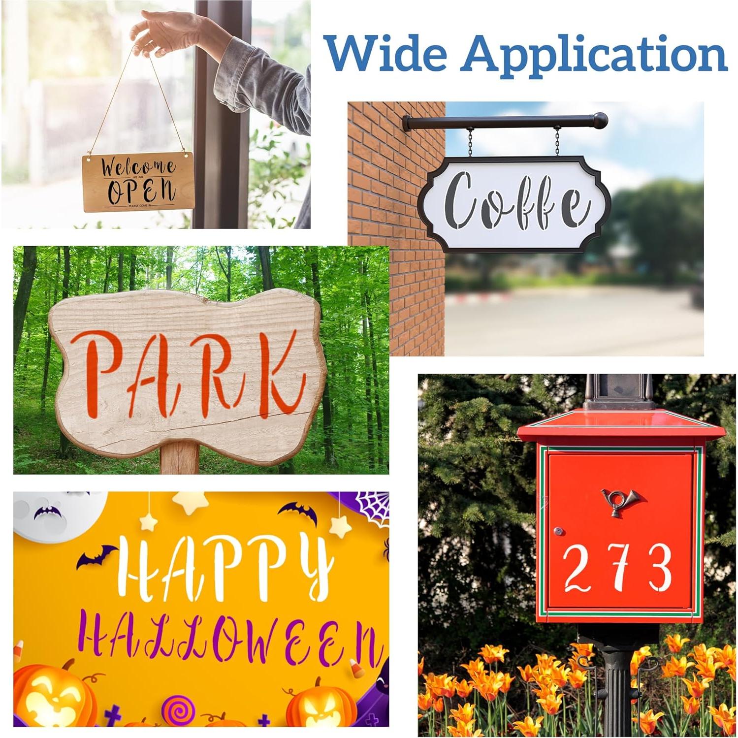 Letter Stencils 6 Inch Interlocking Stencil Kit Reusable Boutique Calligraphy Stencil Includes Upper and Lowercase Letters Numbers Symbol for Painting on Wood,Wall,Fabric,Glass,Paper