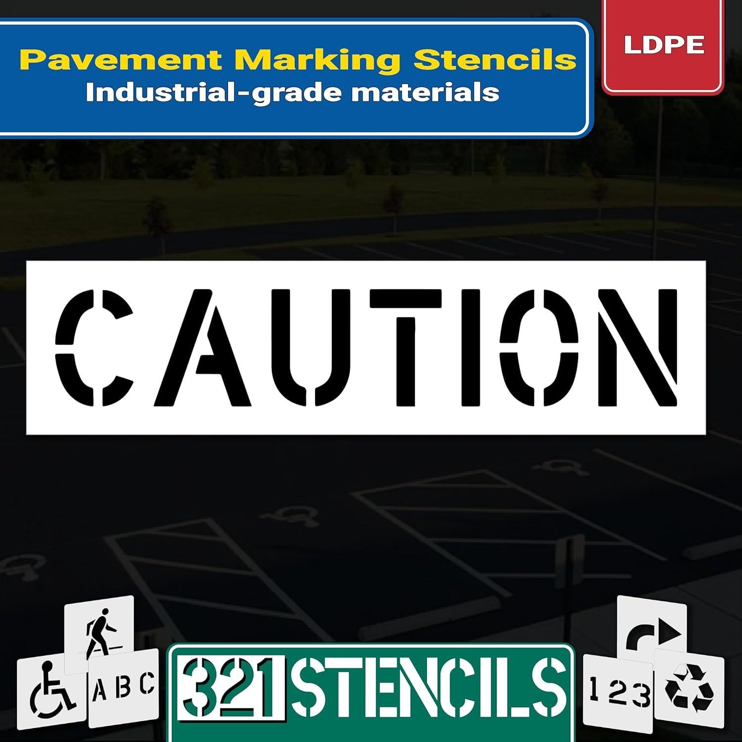 Caution Stencil with 8" Letters Flexible and Reusable Plastic .060" Thick Paintable One Piece Easy to Clean Template for Parking Garages Bars and Restaurants by Marketing Holders