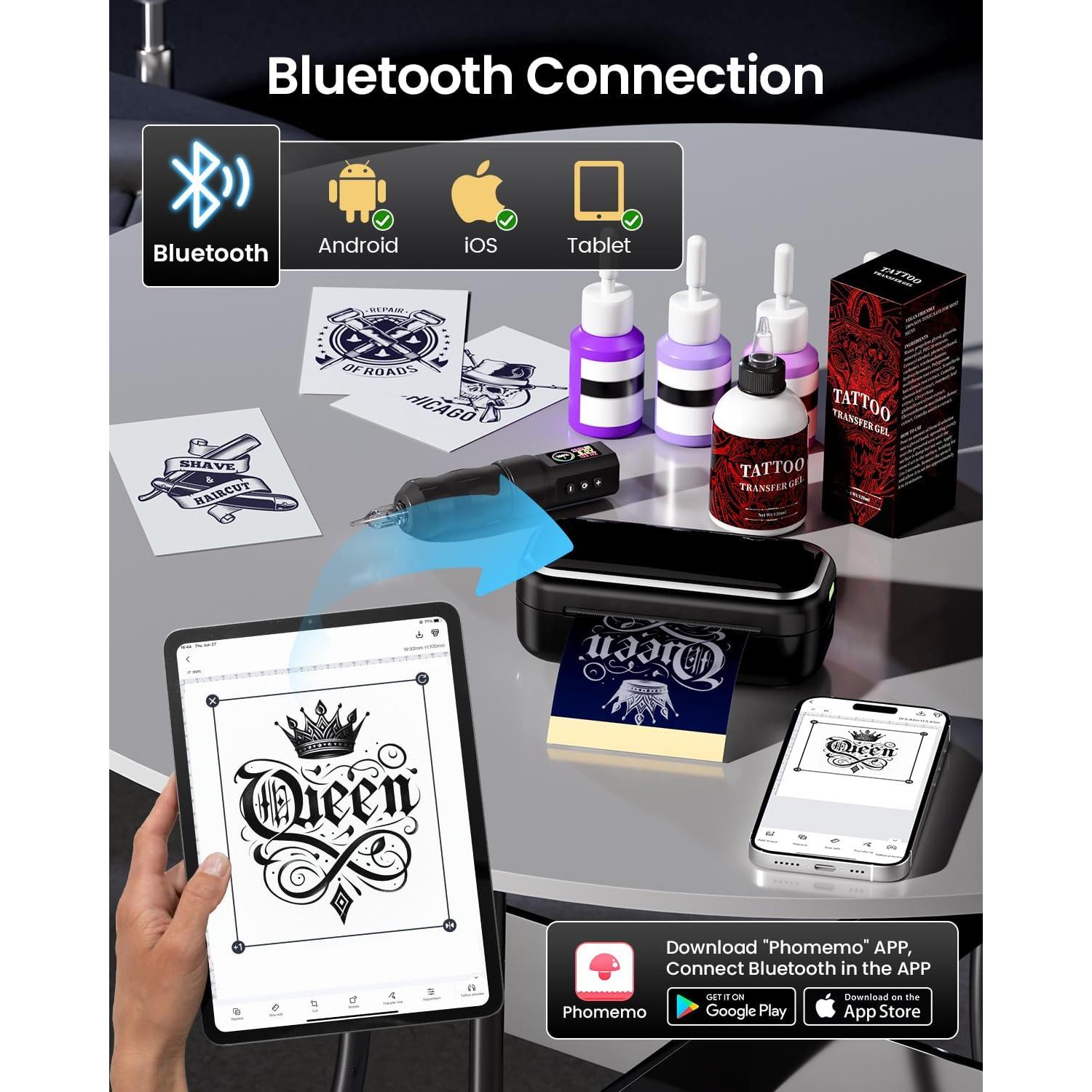Impresora de Plantillas de Tatuaje Memoqueen TP31 Mini Bluetooth