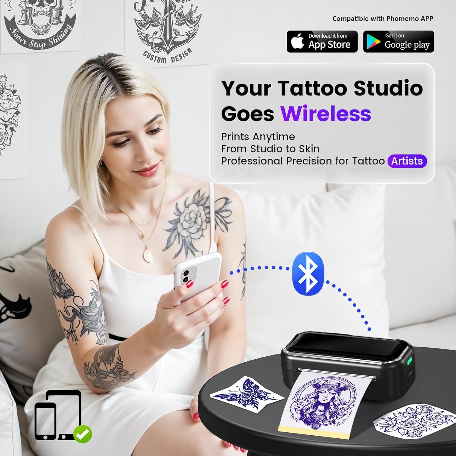 Impresora de Plantillas de Tatuajes Ponek TP31 Bluetooth 30 Hojas