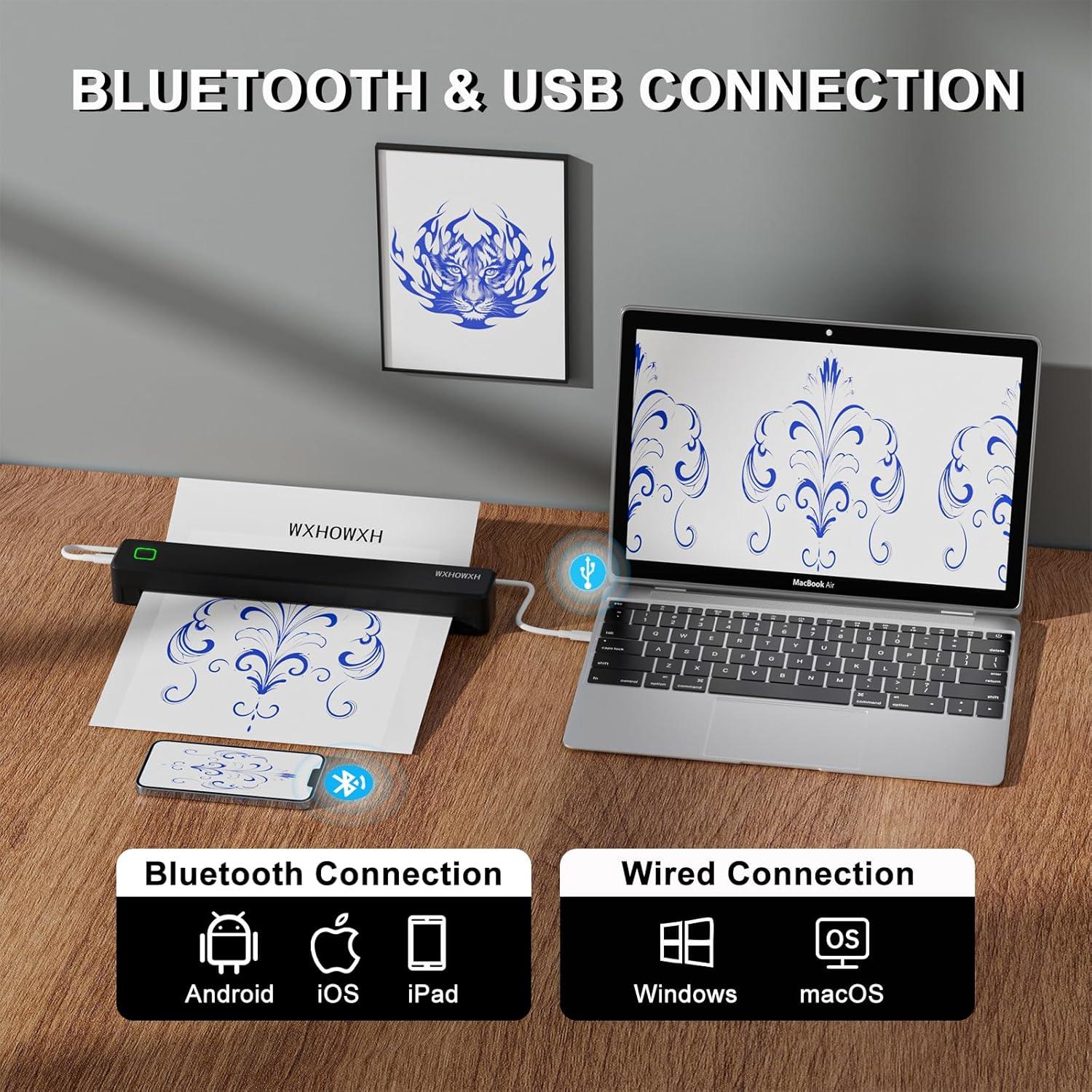 Impresora Térmica Portátil WXHOWXH para Tatuajes - Inalámbrica