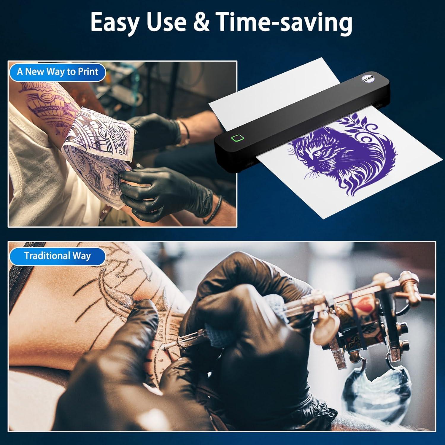 Impresora de Tatuajes Térmica Inalámbrica YUEBBB Negro