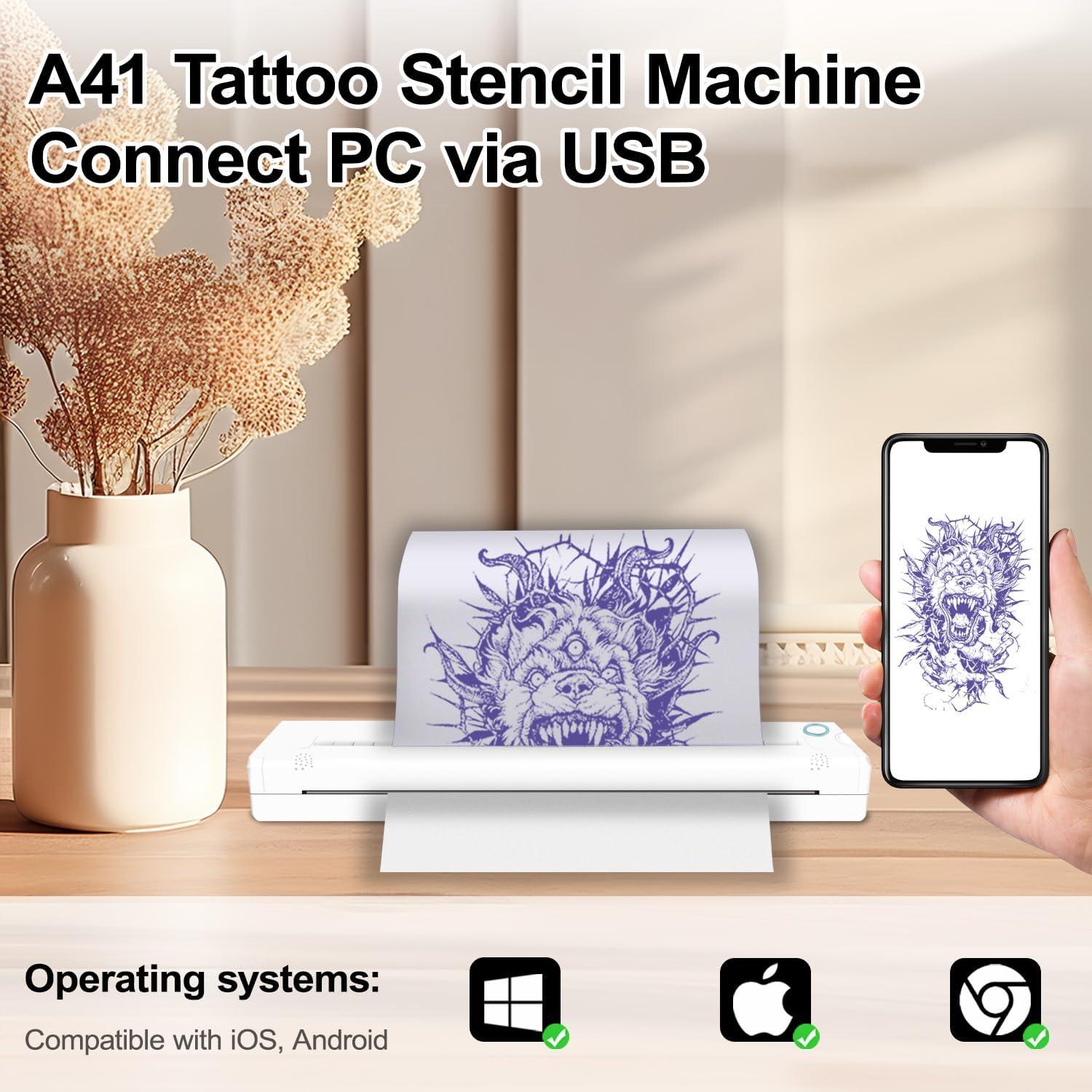 Impresora de Plantillas de Tatuaje YOULABLE A41 Inalámbrica Bluetooth