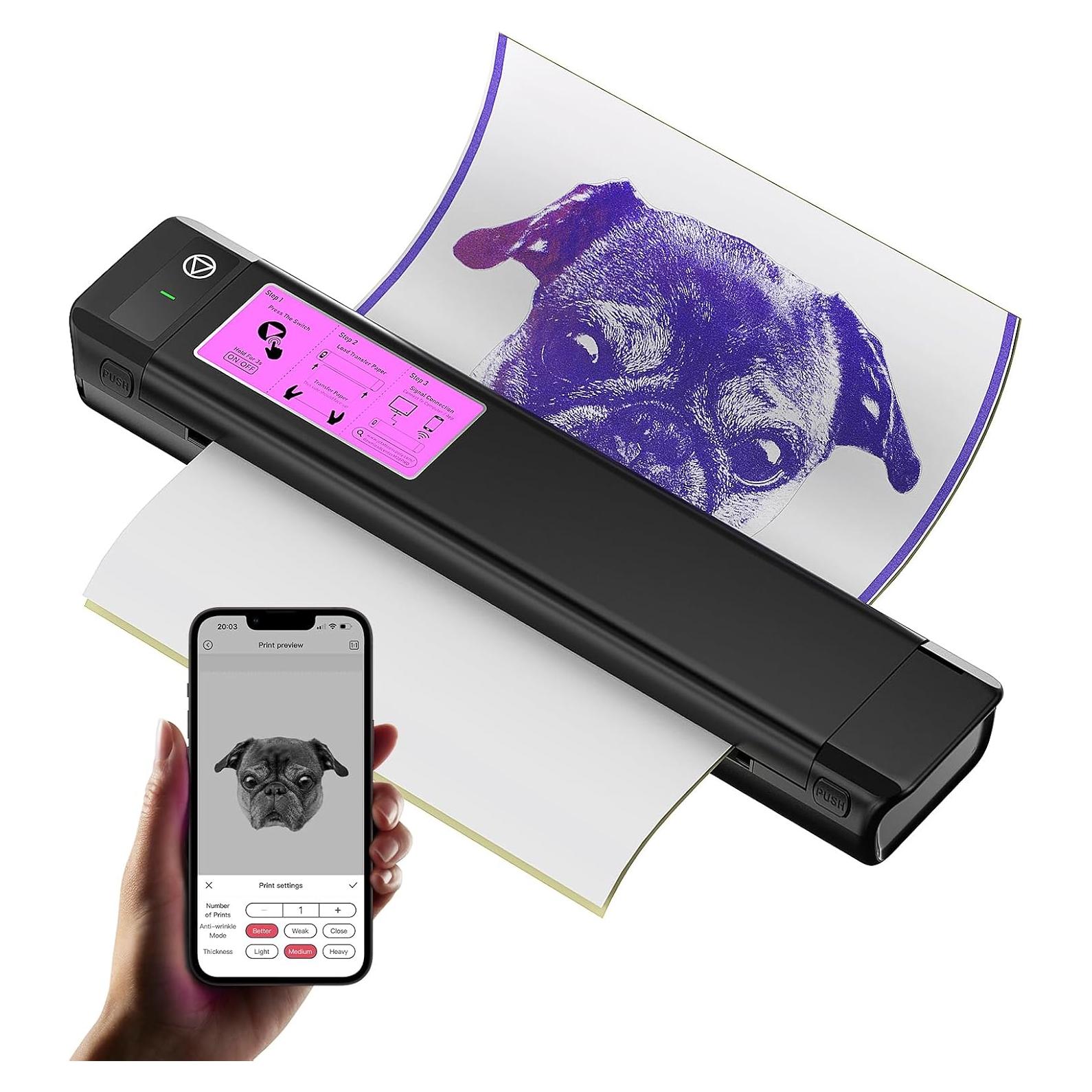 OZER M08Pro Wireless Tattoo Transfer Stencil Printer - Inkless Transfer Thermal Copier Machine Compact Printer, Quick Stencil Compatible with Smartphone & Laptop