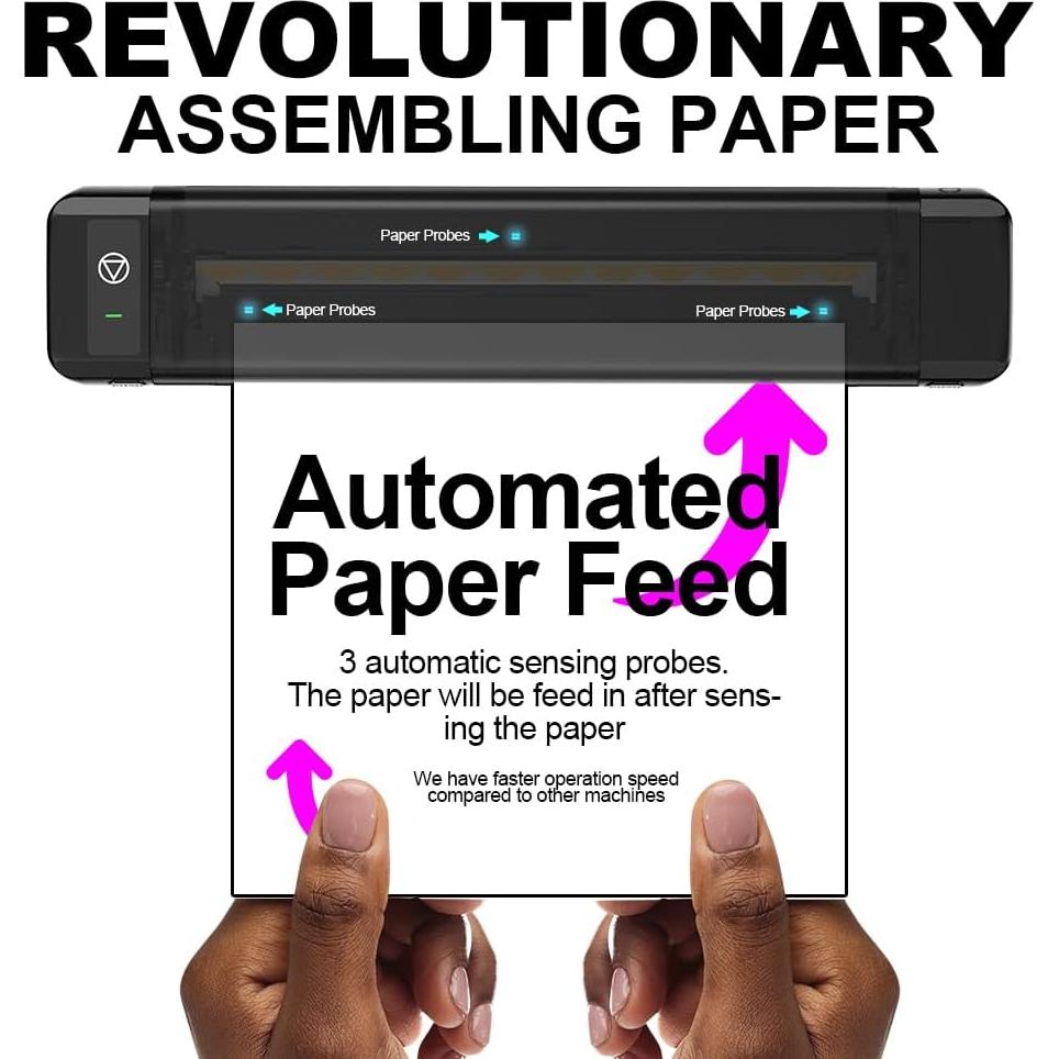 OZER M08Pro Wireless Tattoo Transfer Stencil Printer - Inkless Transfer Thermal Copier Machine Compact Printer, Quick Stencil Compatible with Smartphone & Laptop