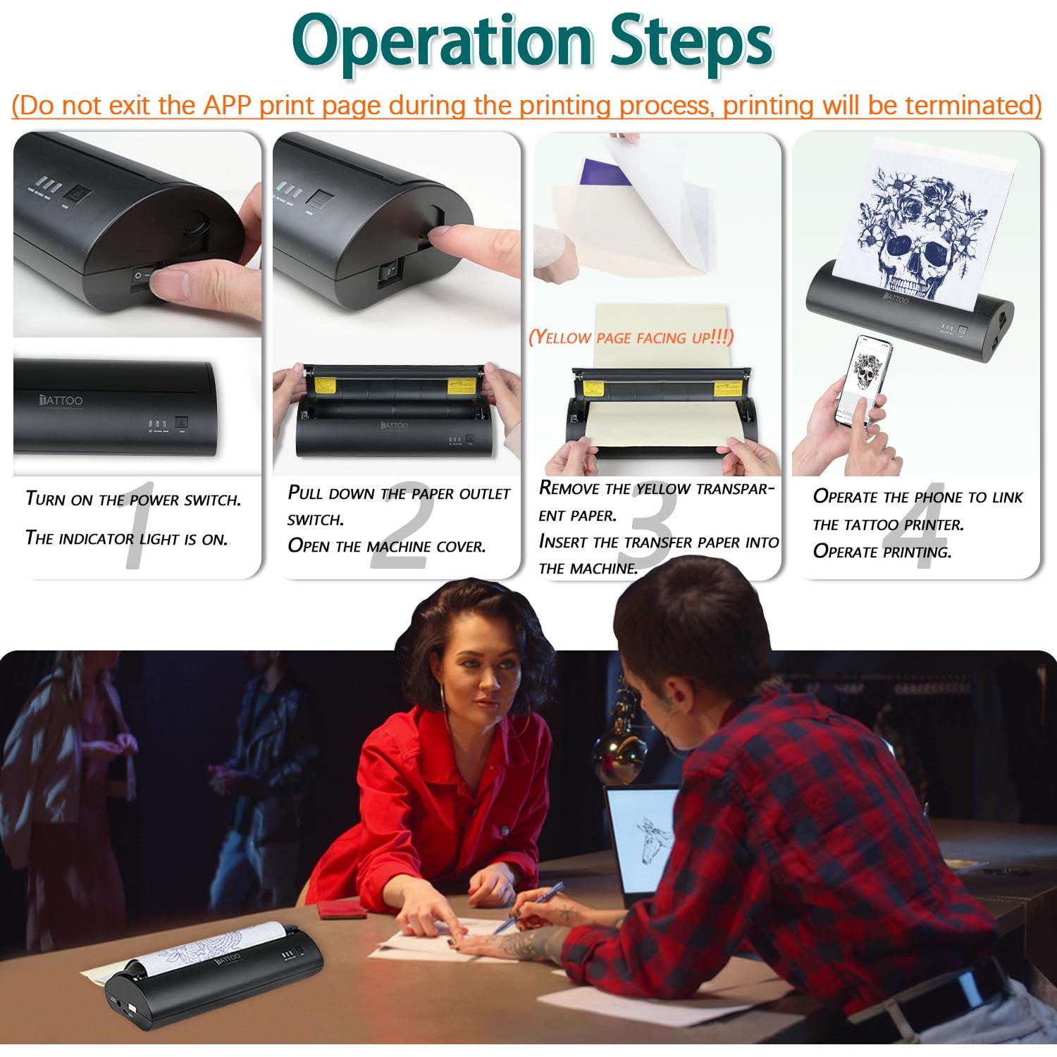 Impresora de Tatuajes Inalámbrica Atelics MHT-P8009 con Estuche