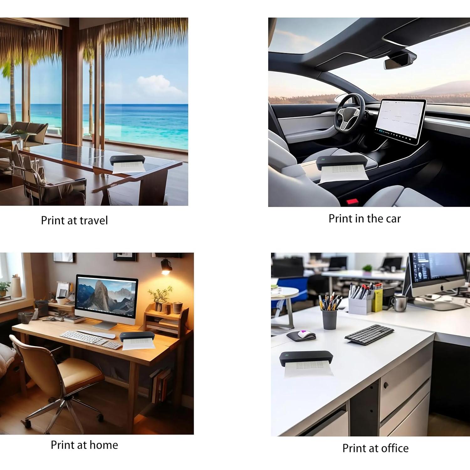 IOOIOO D210 Portable Printer, Wireless Inkless Bluetooth Thermal Printer for Tattoo Stencil Transfer Paper, for 8.5 x 11 Letter, A4 Rolled & Folded Thermal Paper (Black, Without Carrying Case)