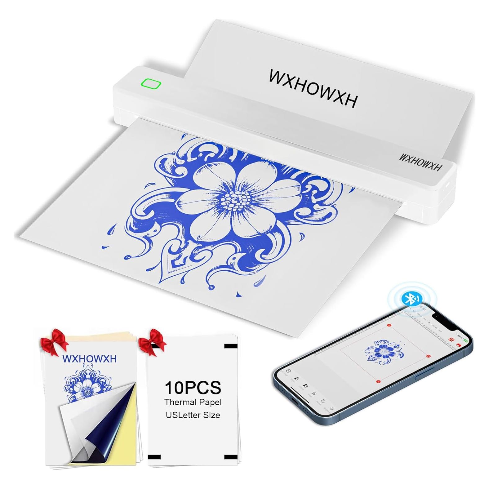 Impresora de Tatuajes WXHOWXH Inalámbrica Portátil 0.90 kg