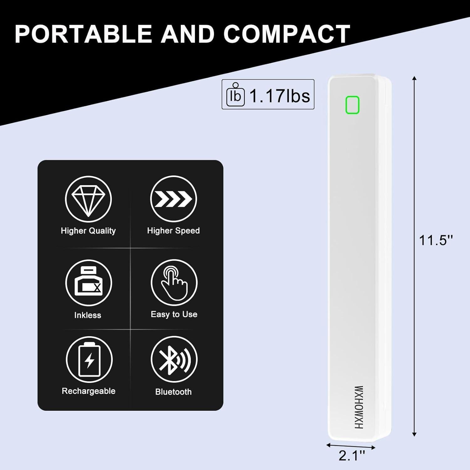 Impresora de Tatuajes WXHOWXH Inalámbrica Portátil 0.90 kg