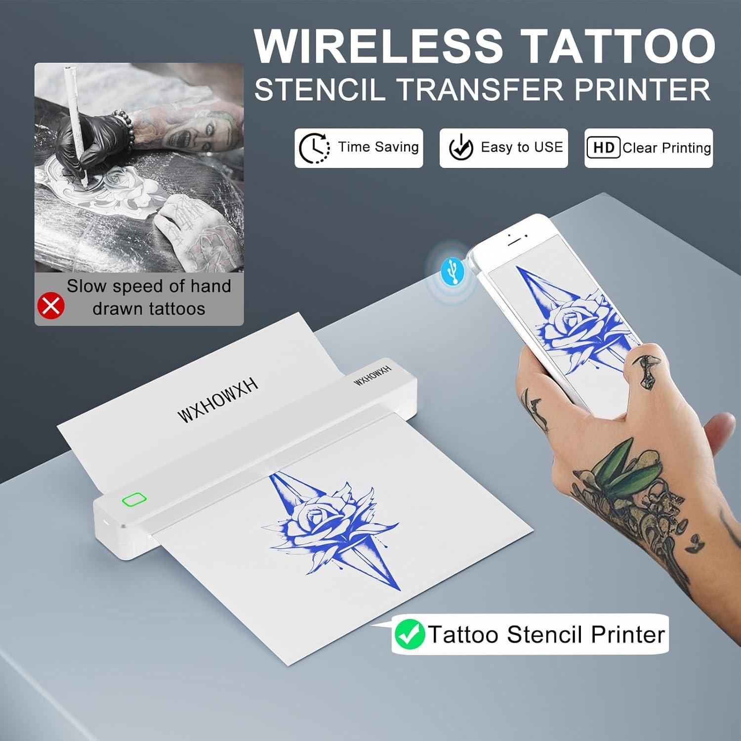 Impresora de Tatuajes WXHOWXH Inalámbrica Portátil 0.90 kg