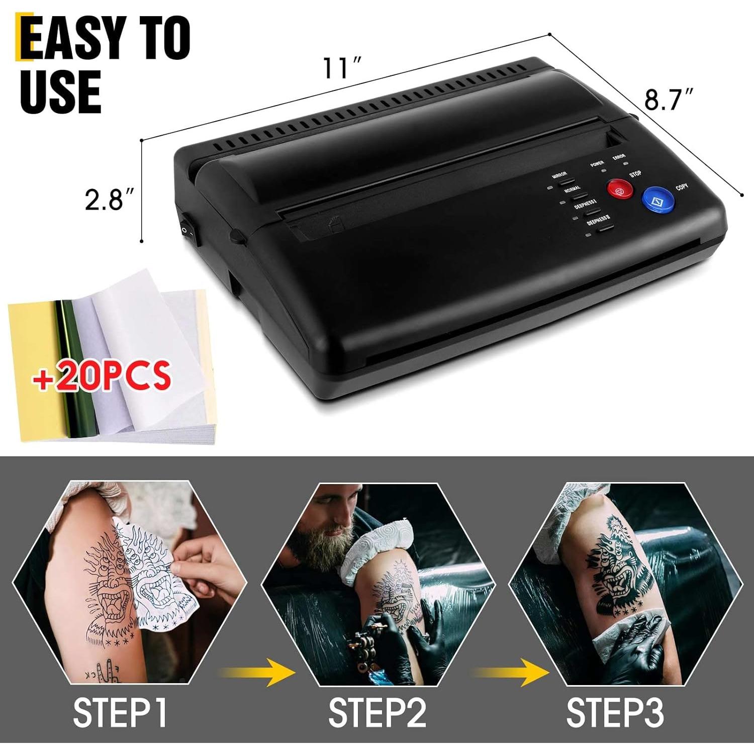 Impresora de Plantillas de Tatuaje PMOTPKOM con 20 Hojas