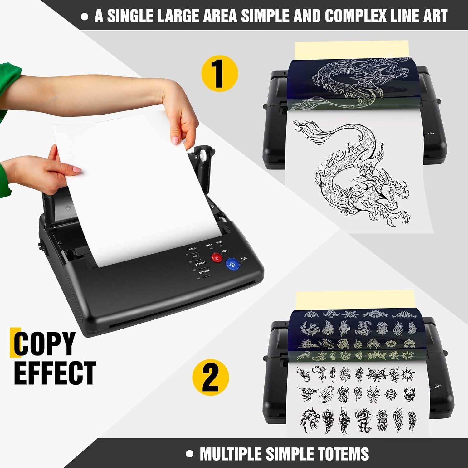 Impresora de Plantillas de Tatuaje PMOTPKOM con 20 Hojas