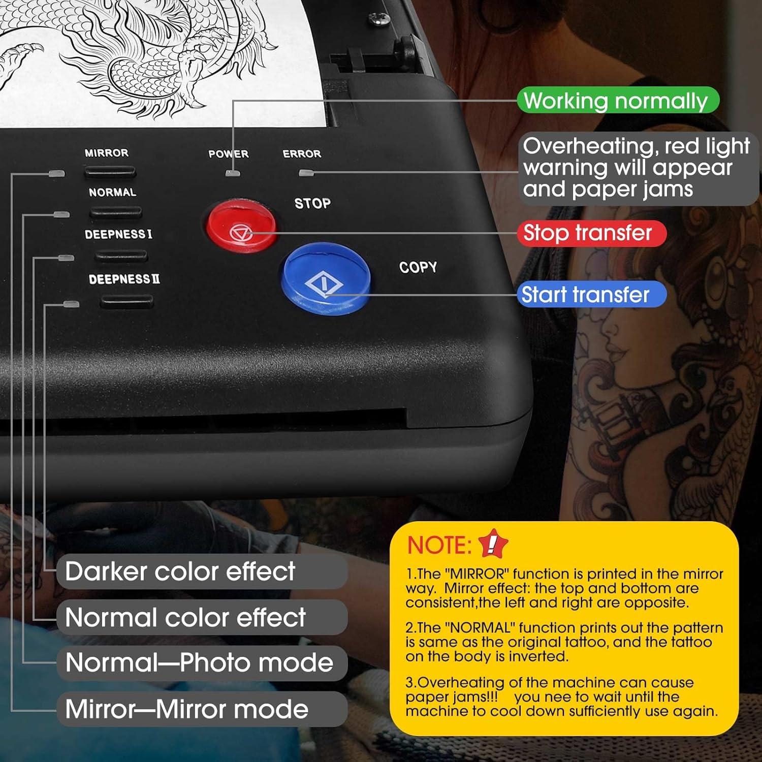 Impresora de Plantillas de Tatuaje PMOTPKOM con 20 Hojas