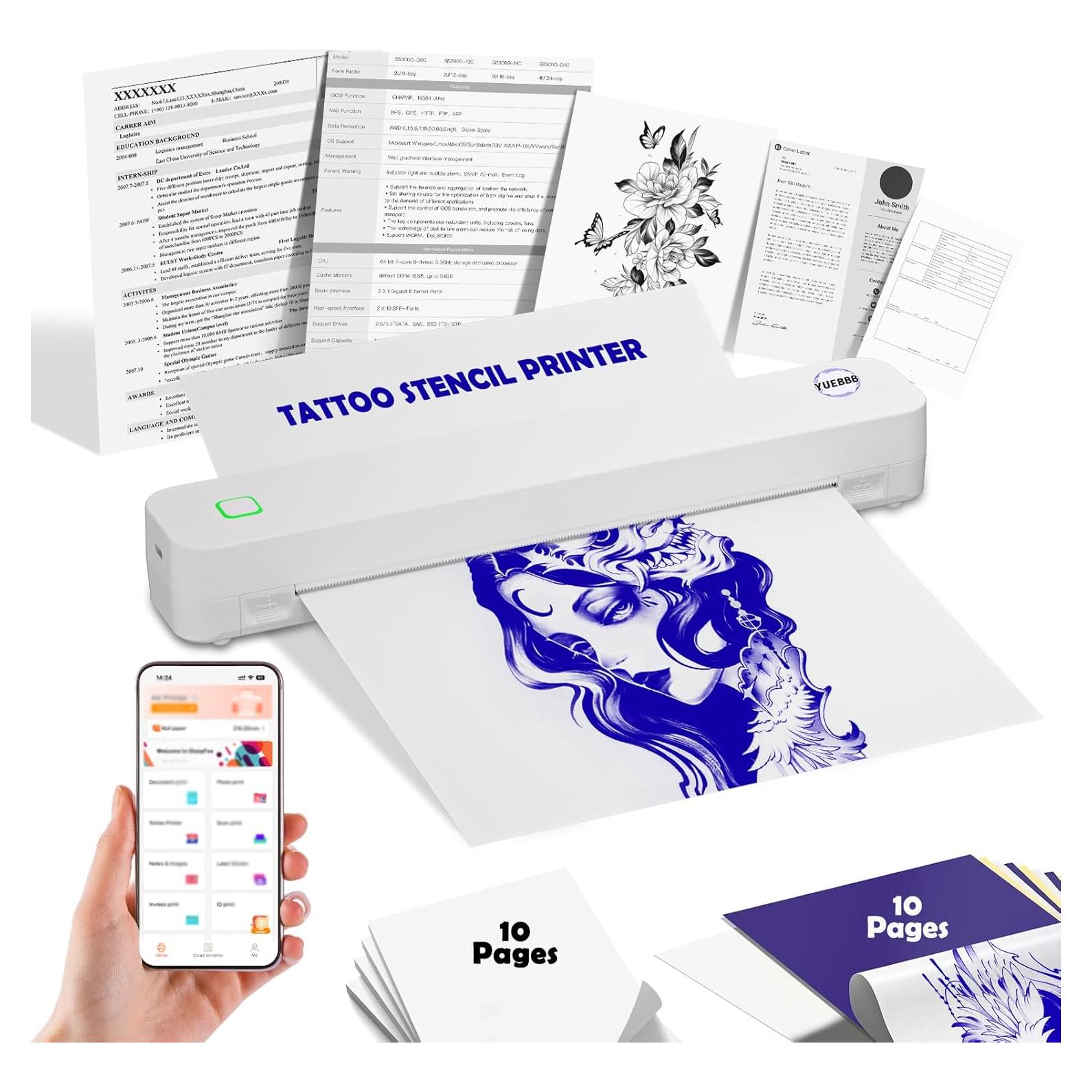 Impresora Térmica de Tatuajes YUEBBB C80S Inalámbrica Bluetooth