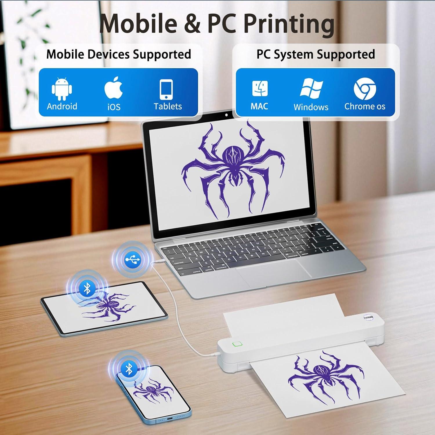 Impresora Térmica de Tatuajes YUEBBB C80S Inalámbrica Bluetooth