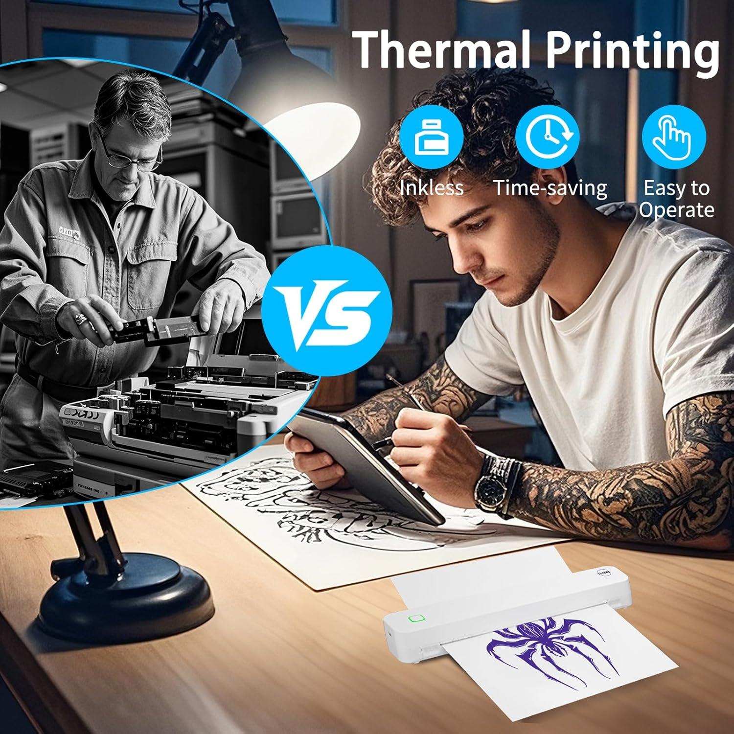 Impresora Térmica de Tatuajes YUEBBB C80S Inalámbrica Bluetooth