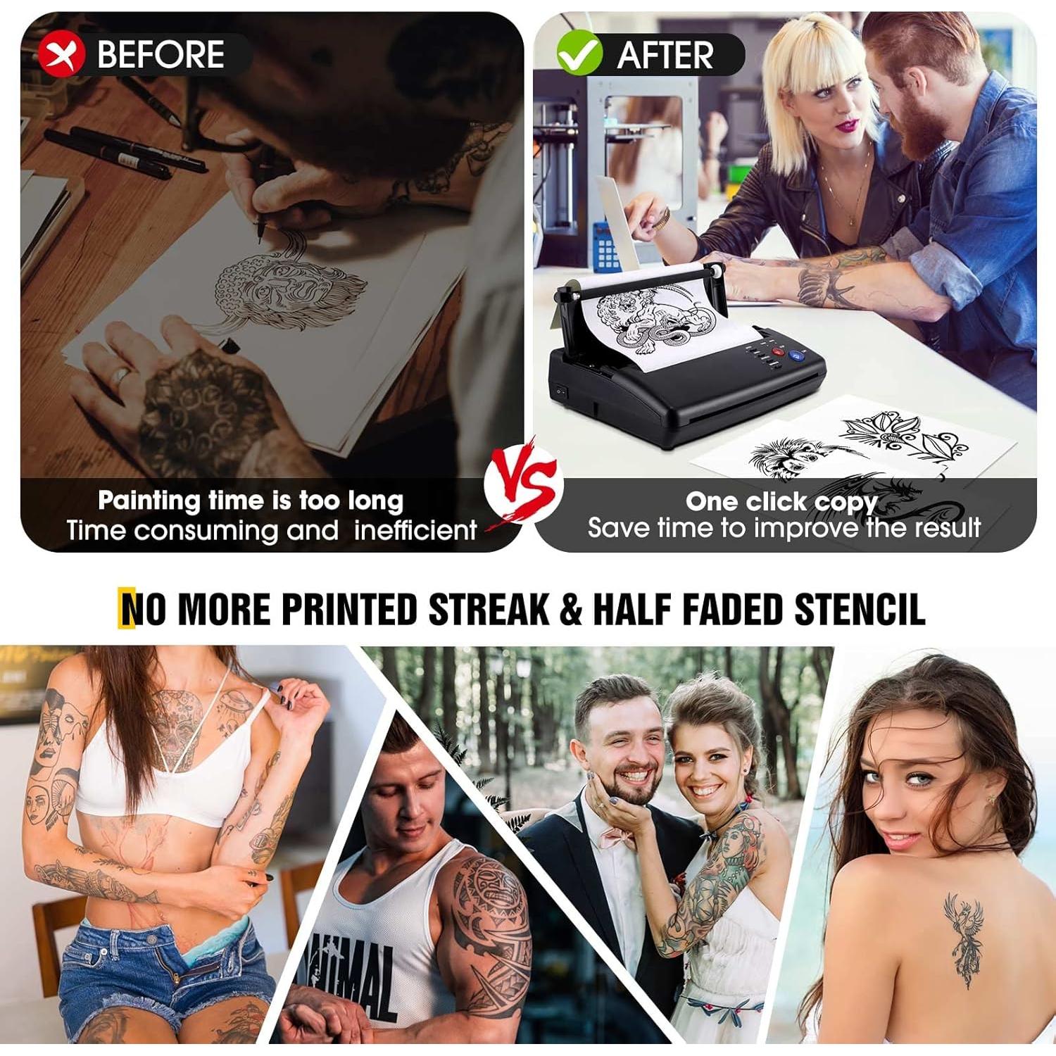 Máquina de Plantillas de Transferencia de Tatuajes CORIEOSD con 20 Papeles