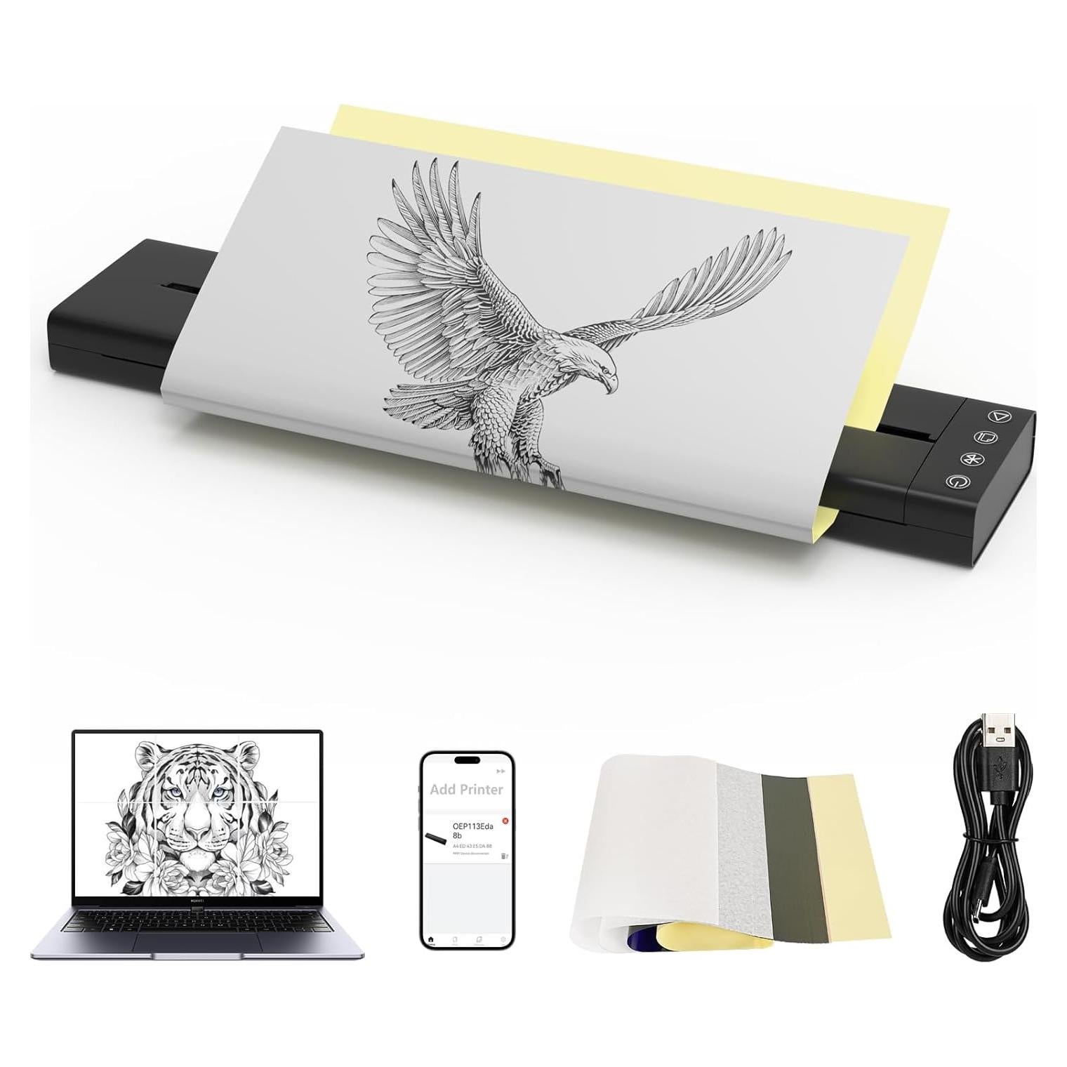 Impresora de Plantillas de Tatuajes ITEFDTUTNE Inalámbrica Bluetooth