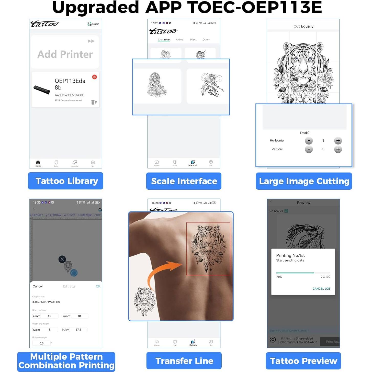 Impresora de Plantillas de Tatuajes ITEFDTUTNE Inalámbrica Bluetooth