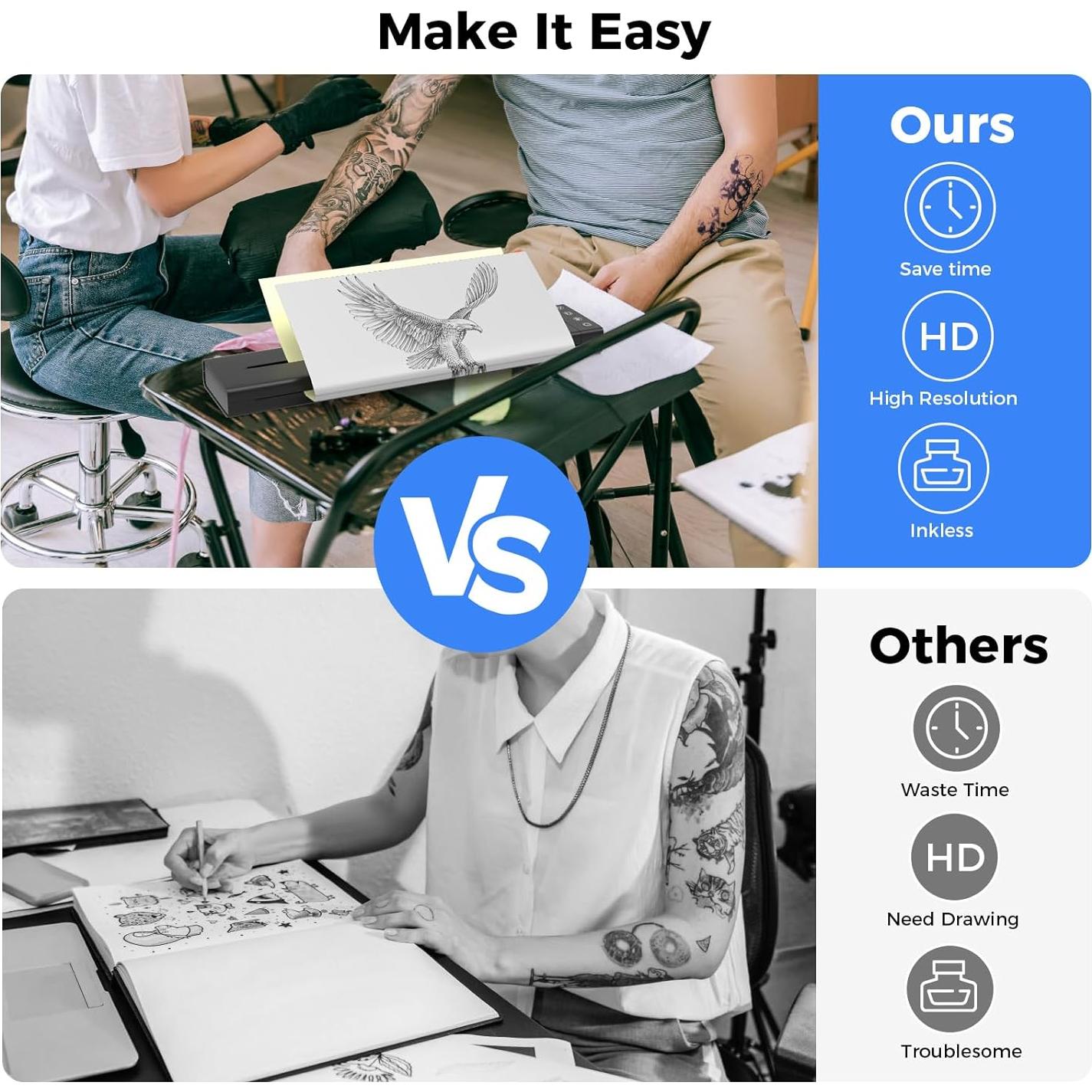 Impresora de Plantillas de Tatuajes ITEFDTUTNE Inalámbrica Bluetooth