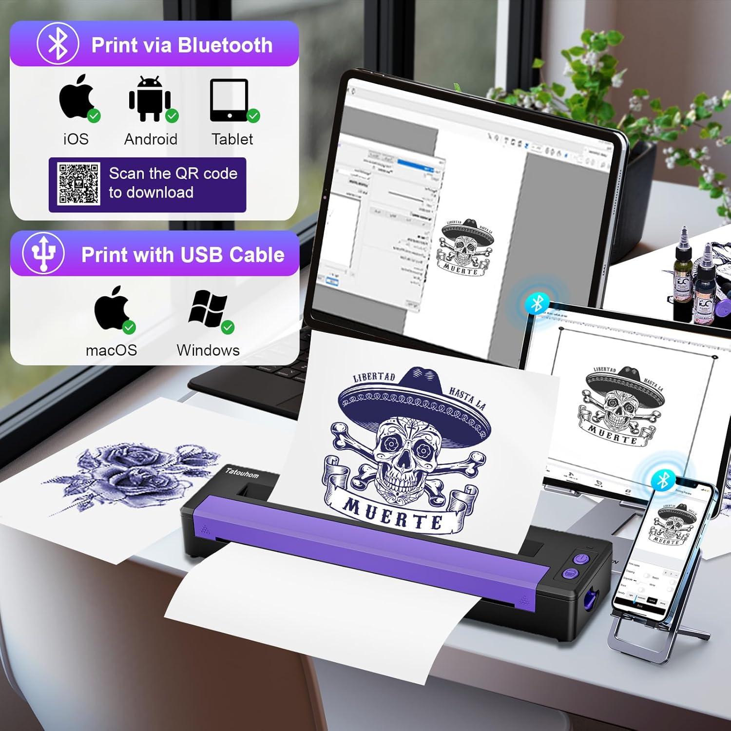 Impresora de Plantillas de Tatuaje Tatouhom P19 Bluetooth