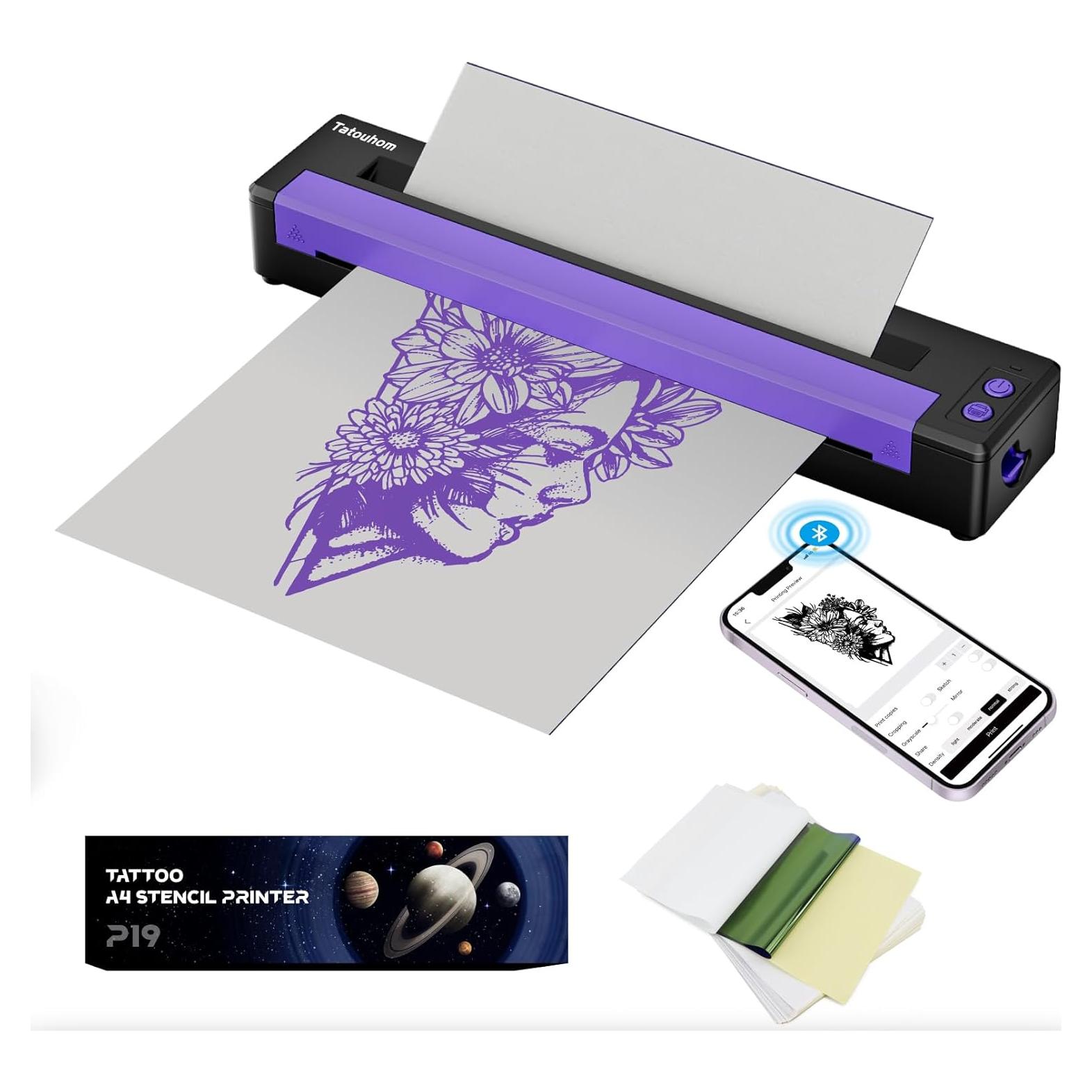 Tattoo Stencil Printer, Bluetooth Stencil Printer for Tattooing, Wireless Thermal Tattoo Machine, Compatible with Phone, Tablet & PC, for Tattoo Artists & Beginners