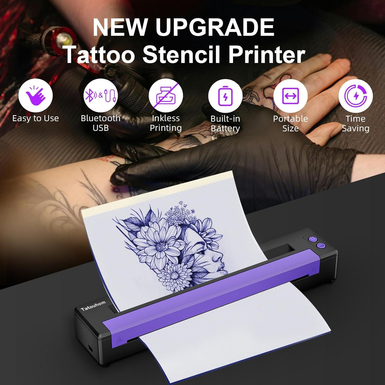 Tattoo Stencil Printer, Bluetooth Stencil Printer for Tattooing, Wireless Thermal Tattoo Machine, Compatible with Phone, Tablet & PC, for Tattoo Artists & Beginners