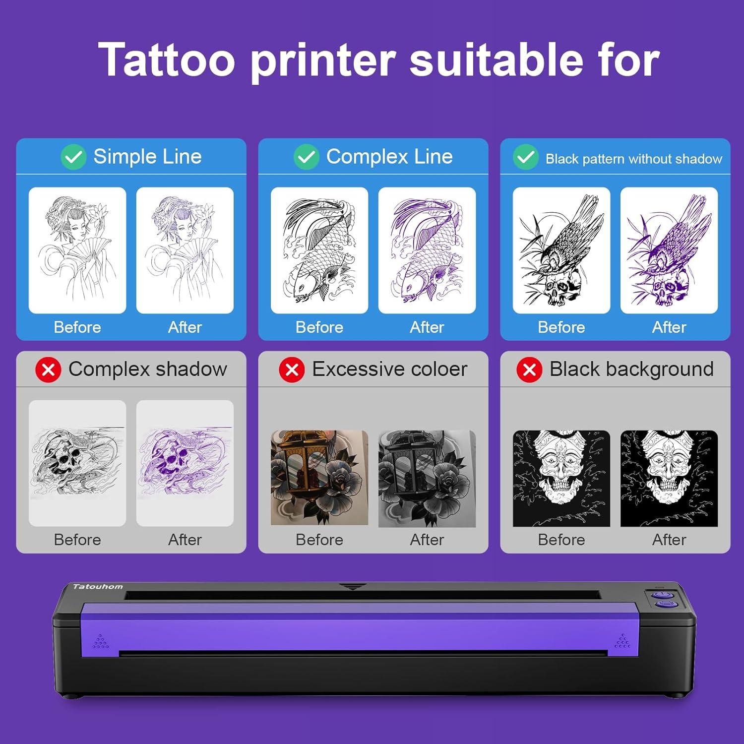Tattoo Stencil Printer, Bluetooth Stencil Printer for Tattooing, Wireless Thermal Tattoo Machine, Compatible with Phone, Tablet & PC, for Tattoo Artists & Beginners