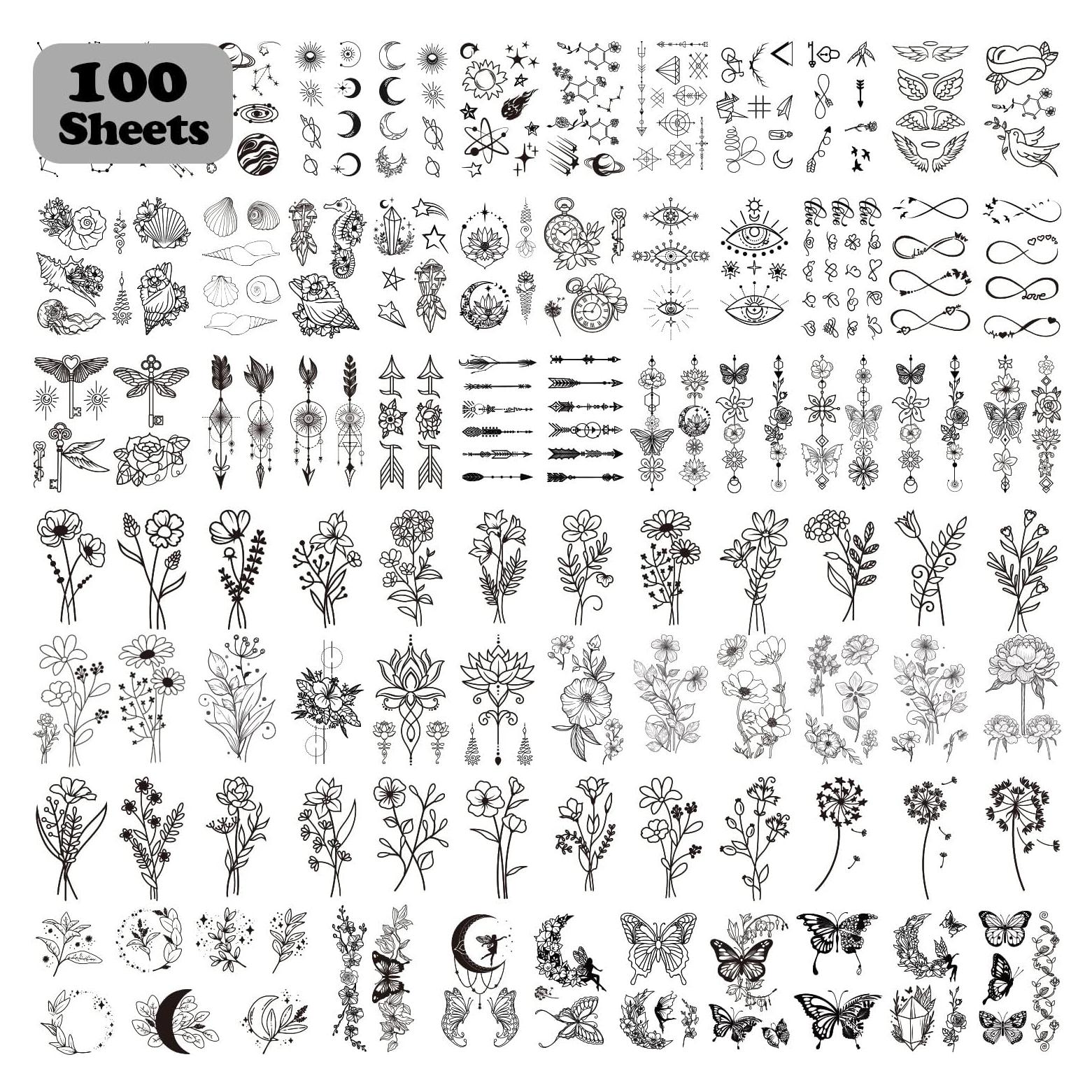 Cerlaza Tatuajes Temporales 100 Hojas 420 Diseños Realistas