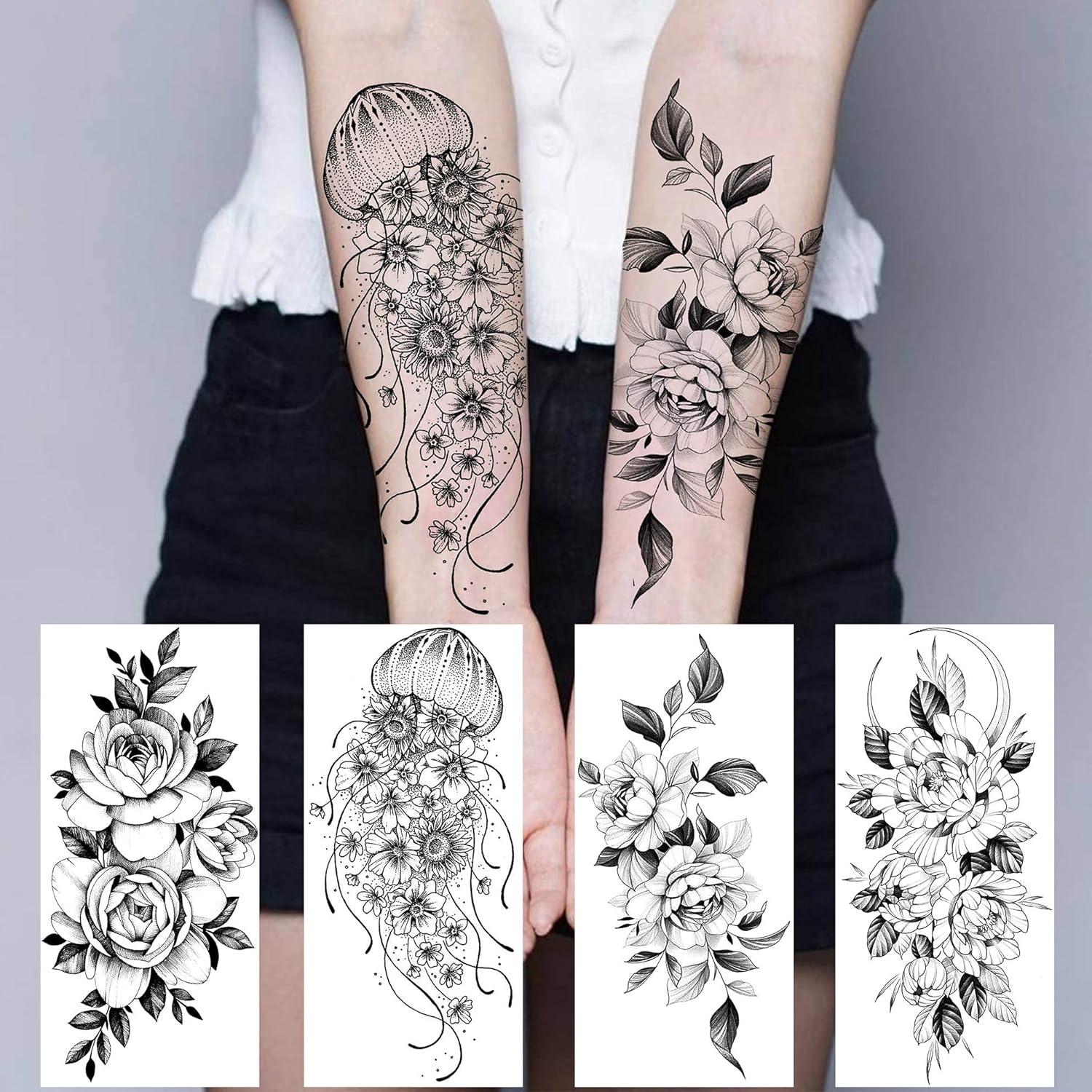 64 Hojas Tatuajes Temporales Bilizar Flores y Animales 3D
