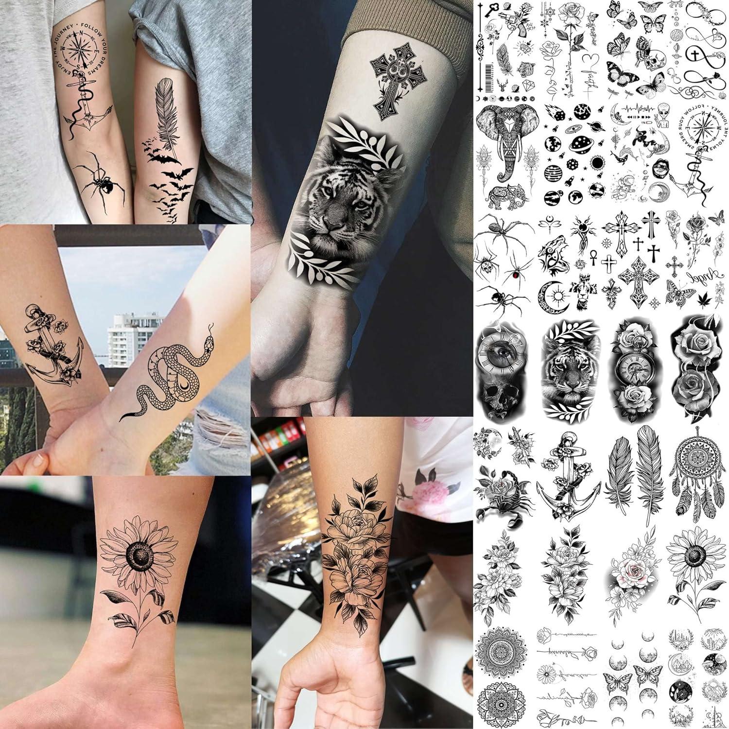 64 Hojas Tatuajes Temporales Bilizar Flores y Animales 3D