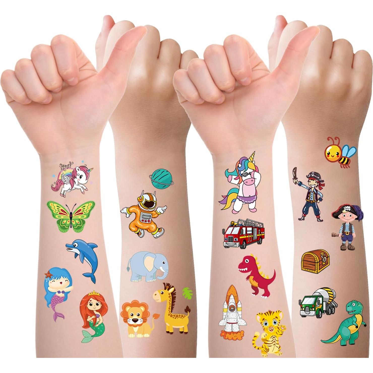 Set de 300+ Tatuajes Temporales para Niños Habett - Animales, Espacio, Dinosaurios